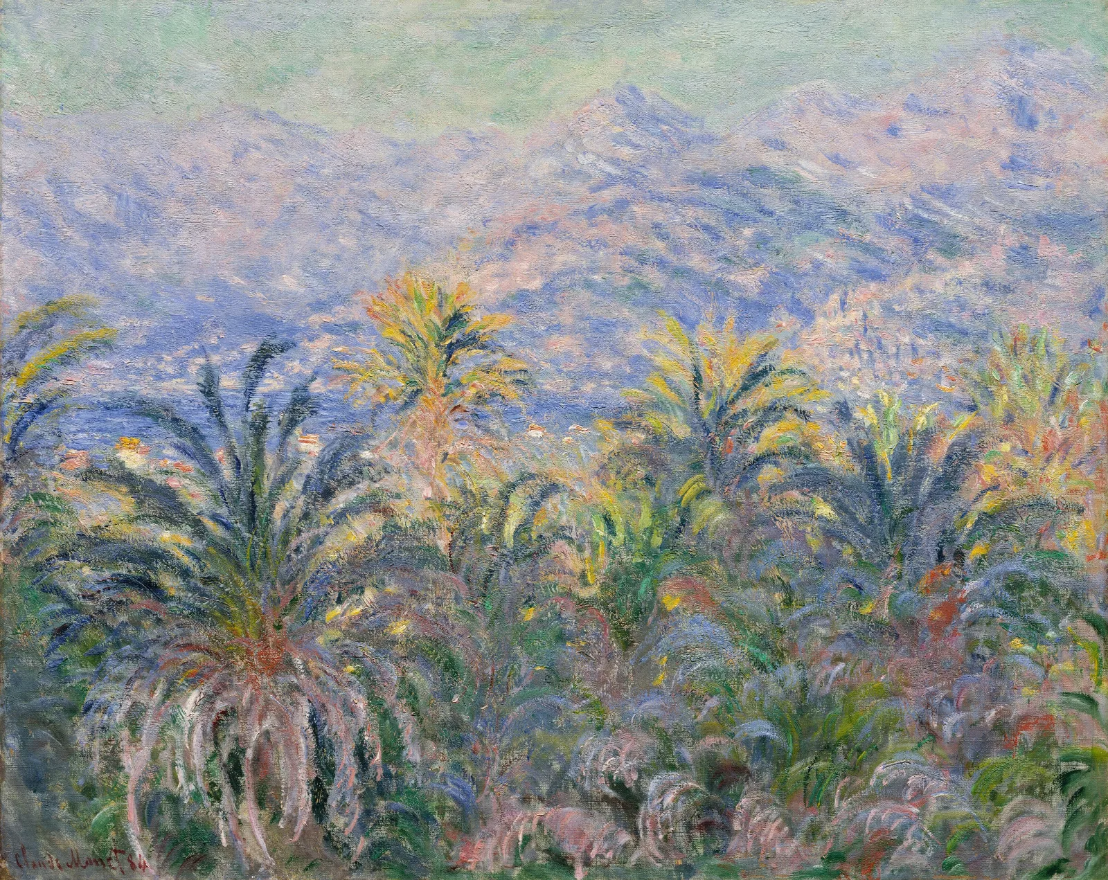 Palm Trees At Bordighera Wall Art by Claude Monet - Canvas Print