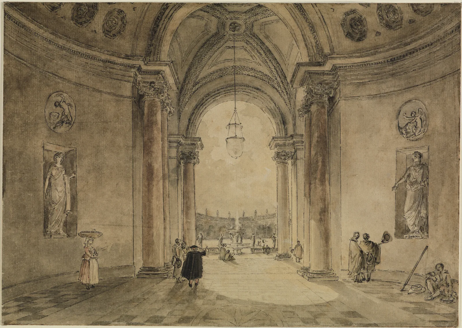 Blick Durch Das Atrium Des Casinos In Das Gartenparterre Der Villa Albani Wall Art by Hubert Robert - Canvas Print