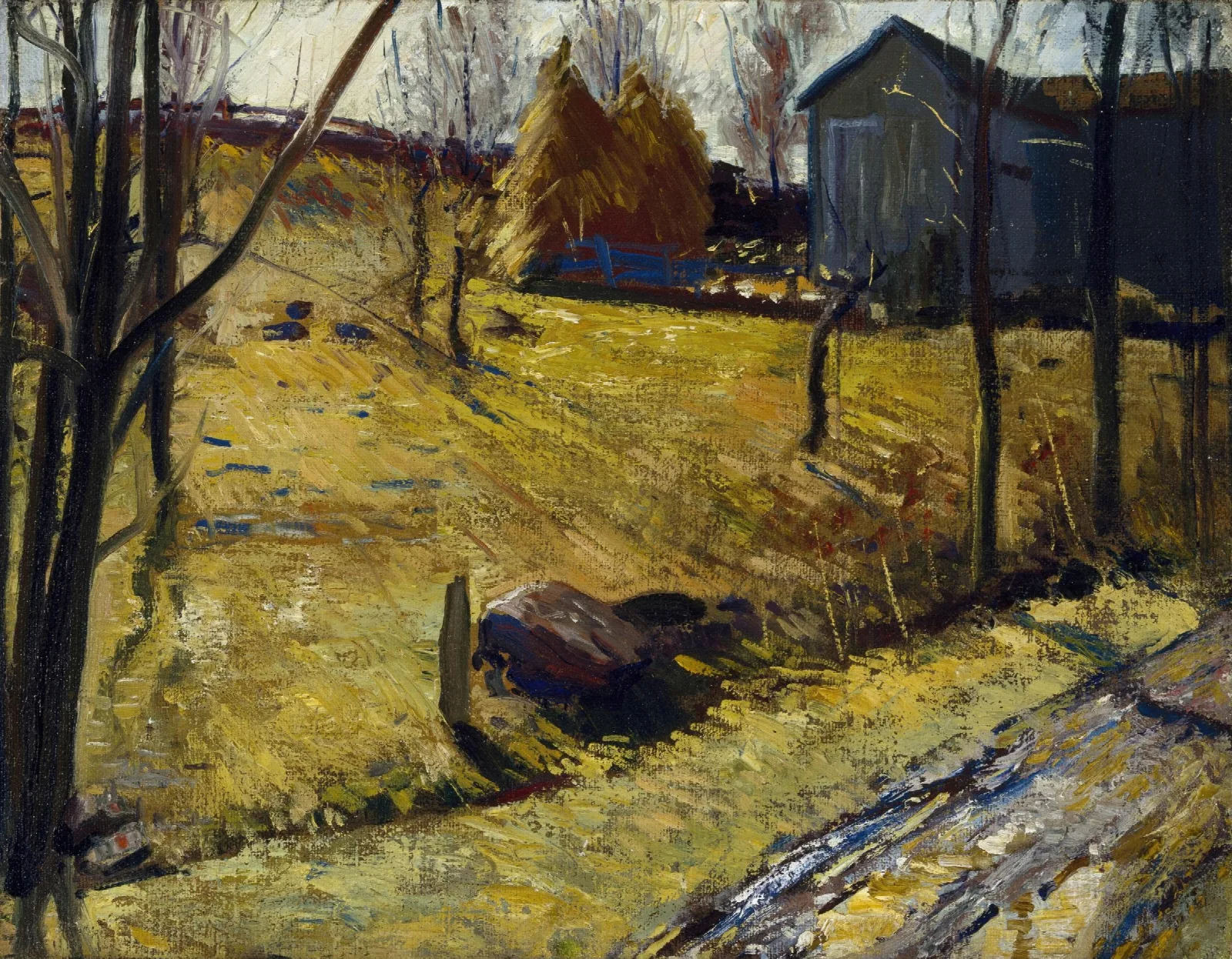 Haystacks And Barn Wall Art by George Wesley Bellows - Canvas Print