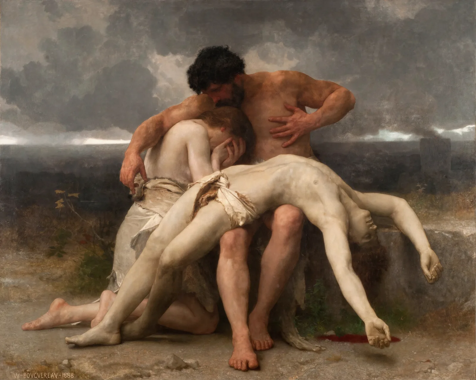 The First Mourning Wall Art by William Bouguereau - Canvas Print