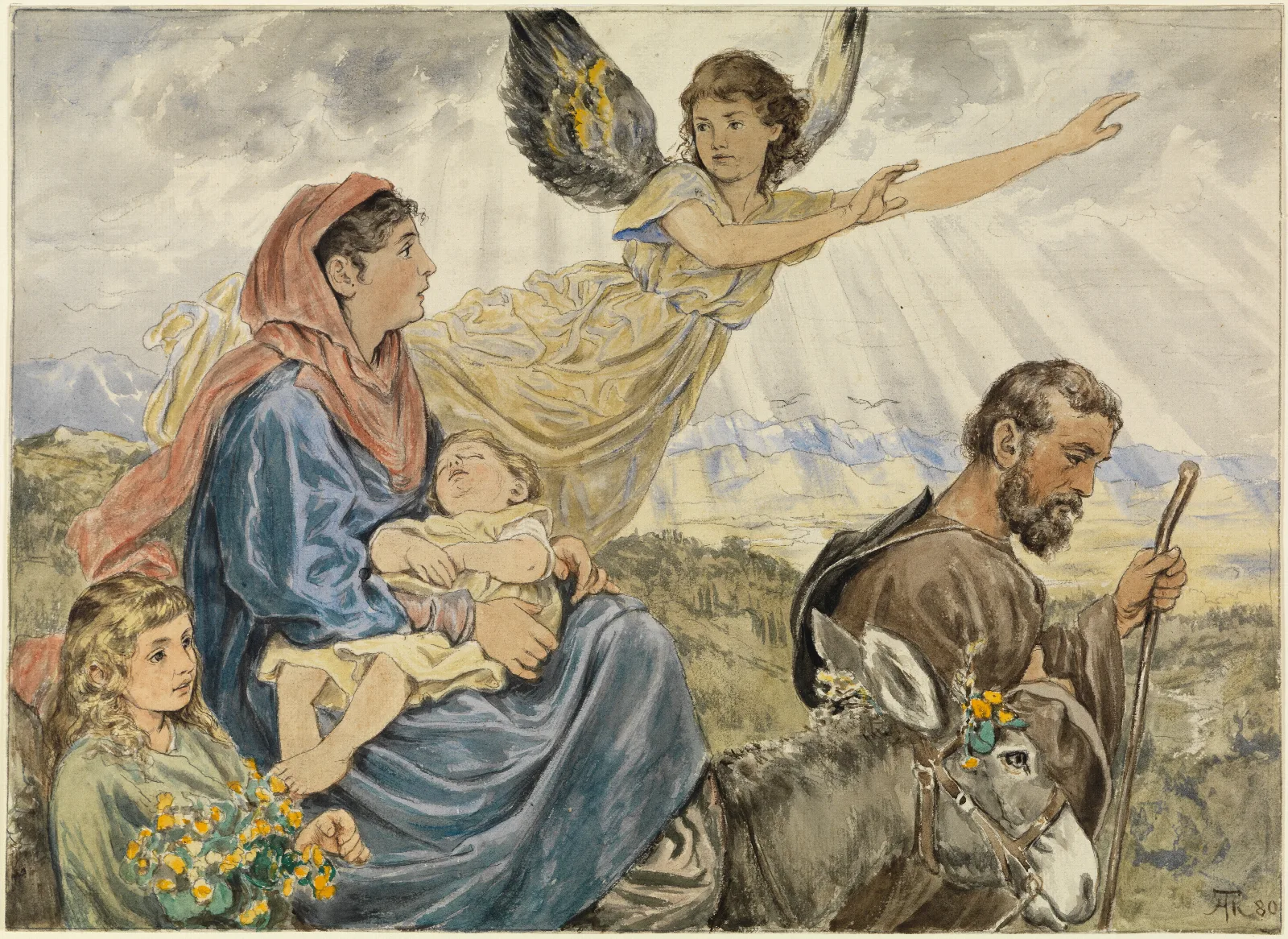 Flucht Nach Agypten 5 Wall Art by Hans Thoma - Canvas Print