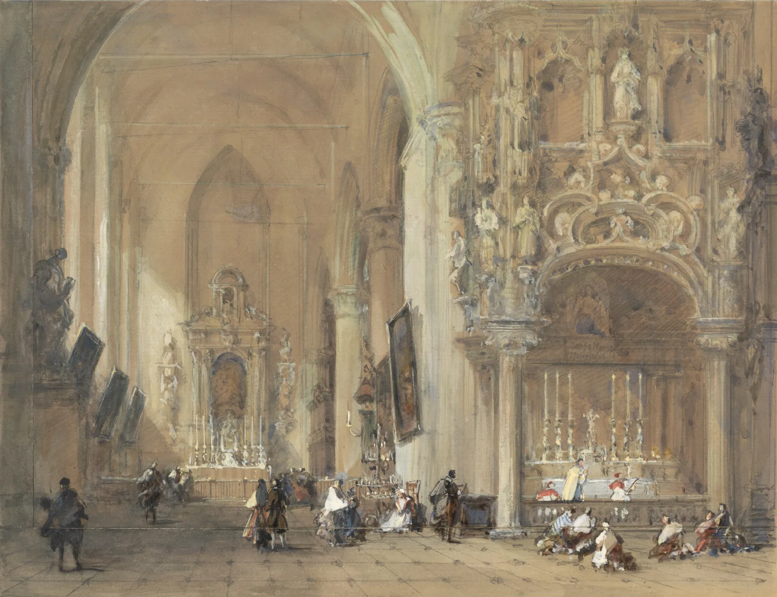The Church At Dixmude West Flanders Wall Art by David Roberts - Canvas Print