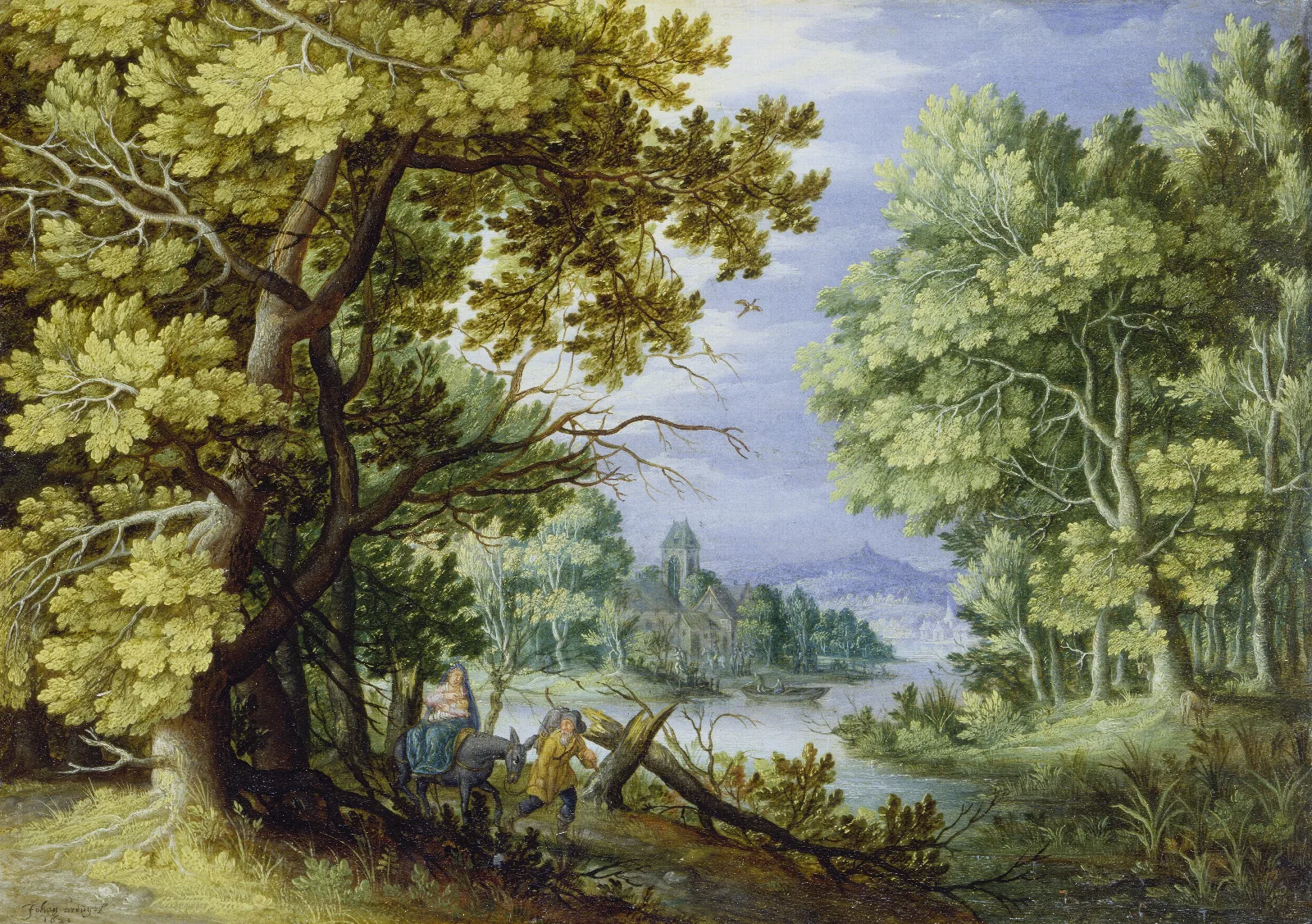 Forest Landscape With Flight Into Egypt Wall Art by Jan Brueghel the Younger - Canvas Print
