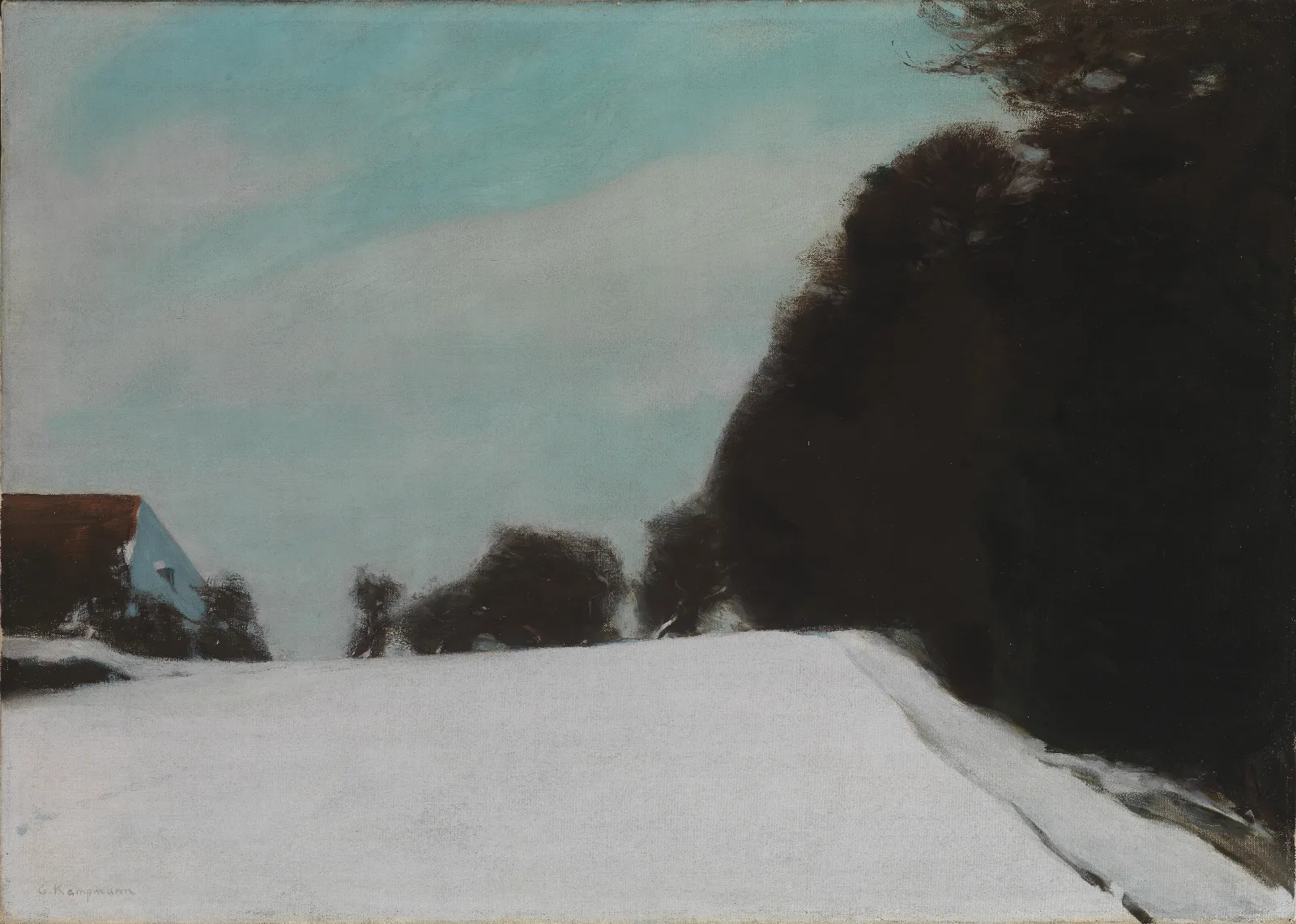 Nach Sonnenuntergang Im Winter Wall Art by Gustav Kampmann - Canvas Print