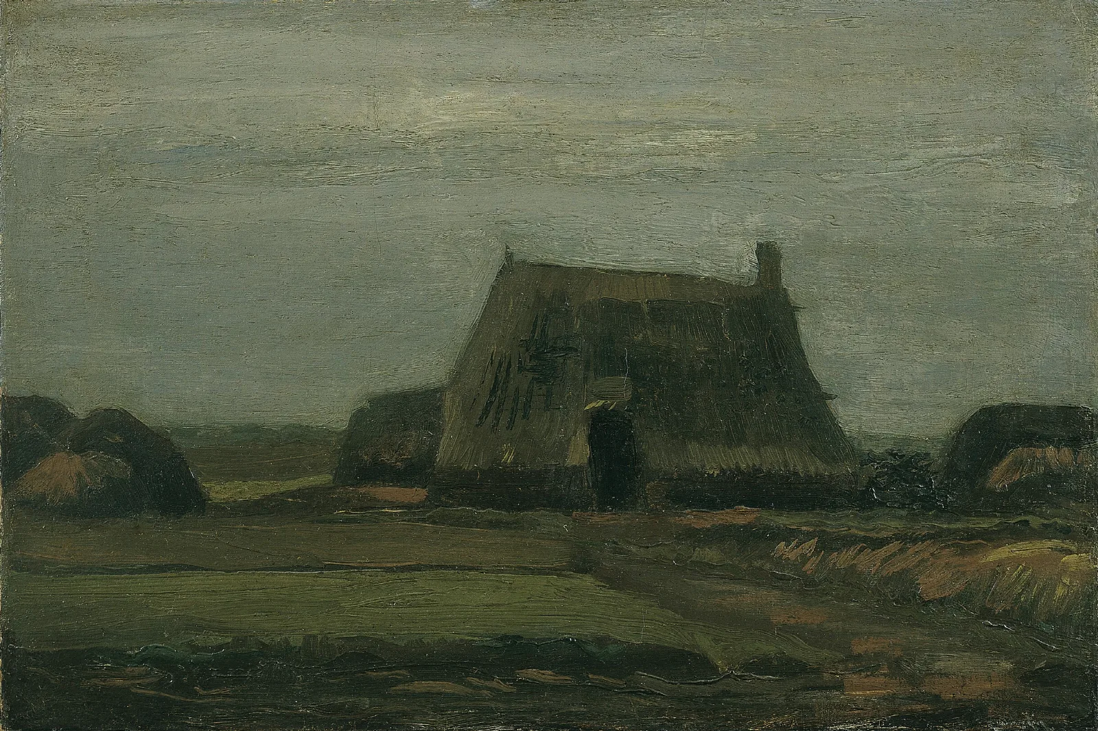 Farm With Stacks Of Peat Wall Art by Vincent van Gogh - Canvas Print