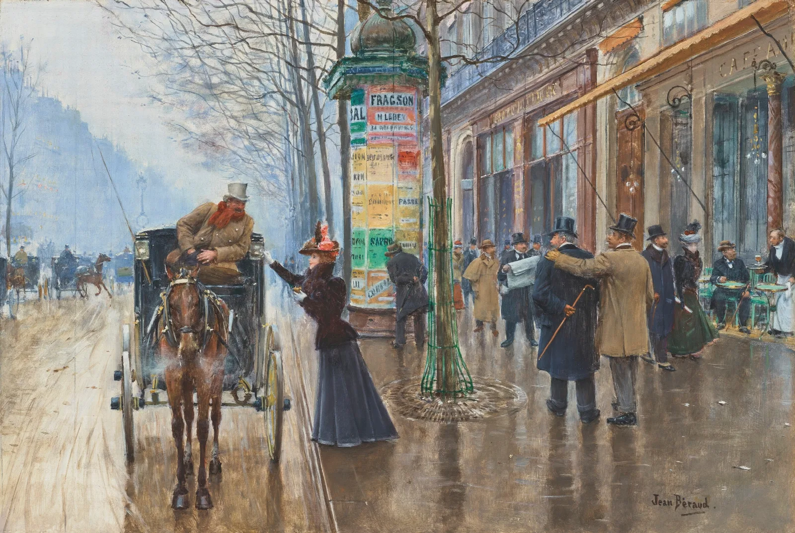 Scene De Rue Parisienne Wall Art by Jean Béraud - Canvas Print