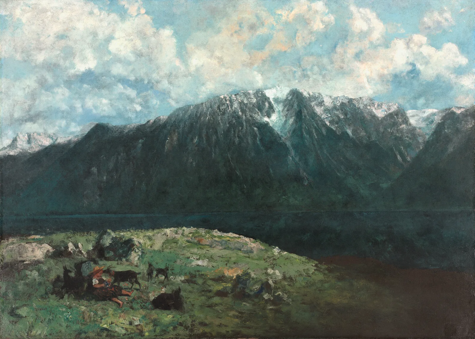 Panoramic View Of The Alps Les Dents Du Midi Wall Art by Gustave Courbet - Canvas Print