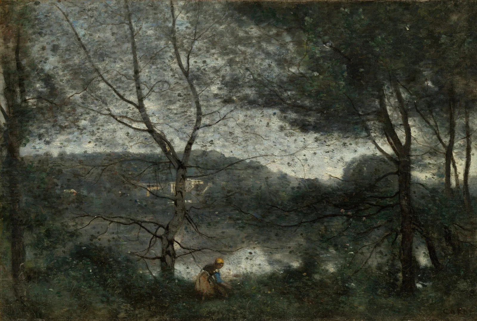 Ville Davray 2 Wall Art by Jean-Baptiste-Camille Corot - Canvas Print