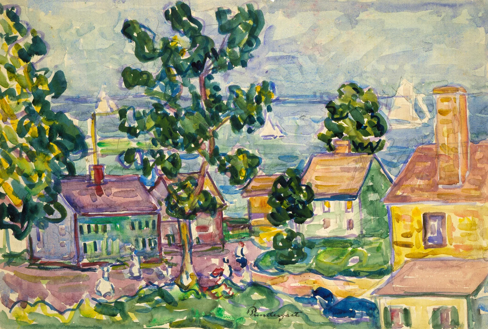 New England Coastal Village Wall Art by Maurice Prendergast - Canvas Print