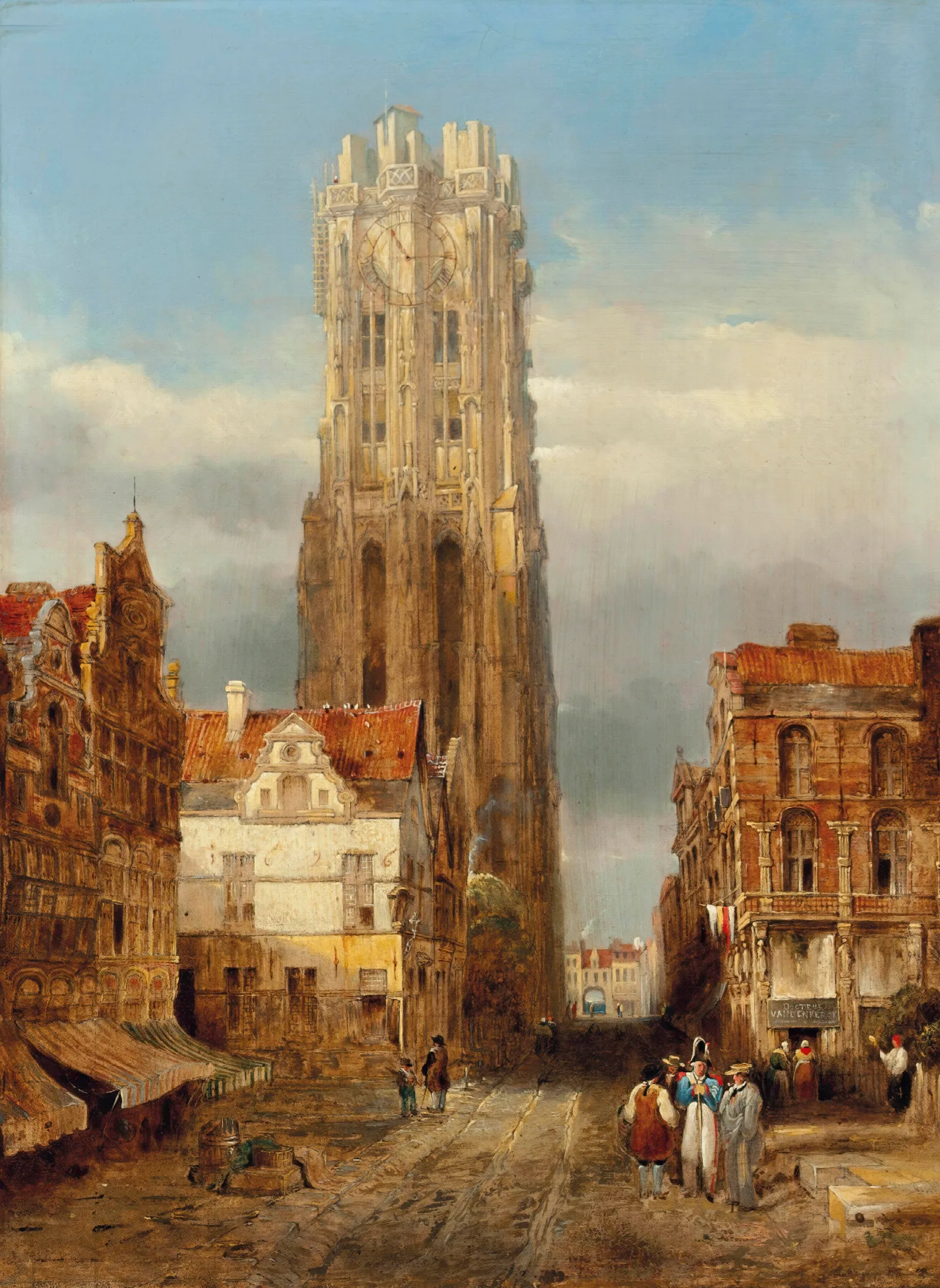 Tower Of The Church Of St Rombouts Mechelen Wall Art by David Roberts - Canvas Print