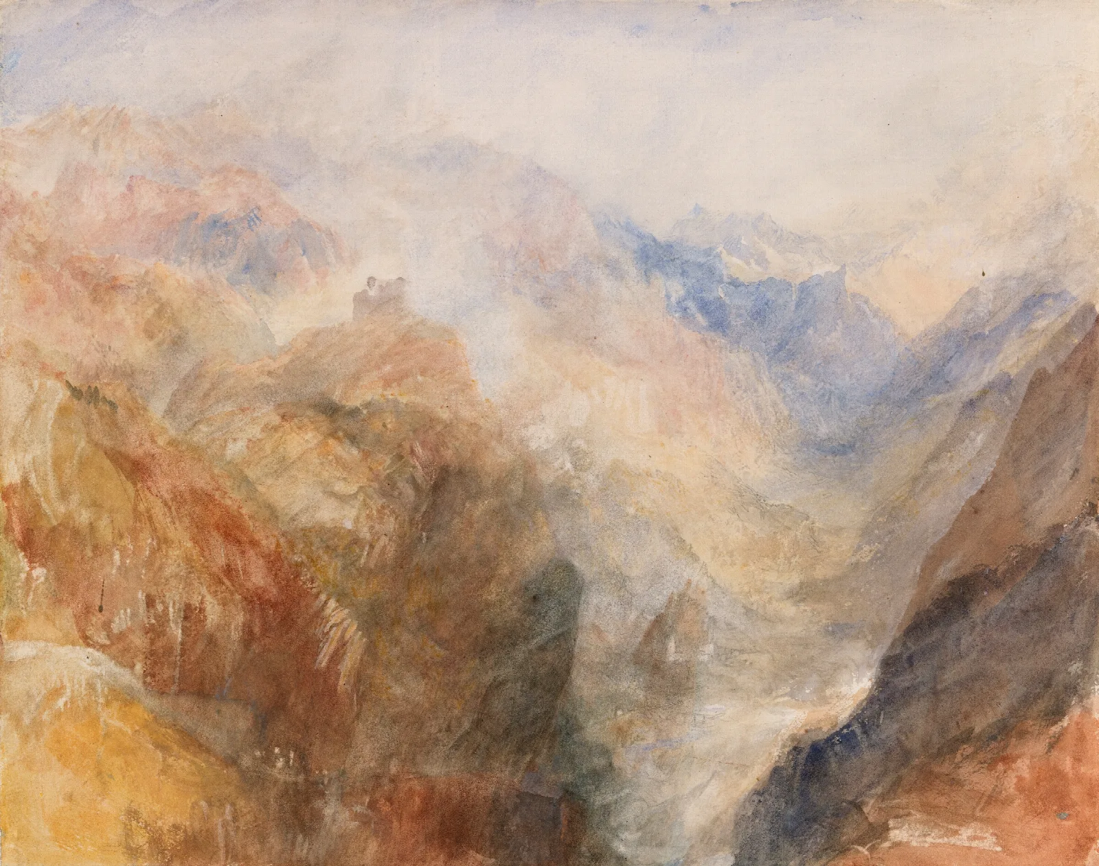 Montjovet From Below St Vincent Looking Down The Val Daosta Towards Berriaz Wall Art by Joseph Mallord William Turner - Canvas Print