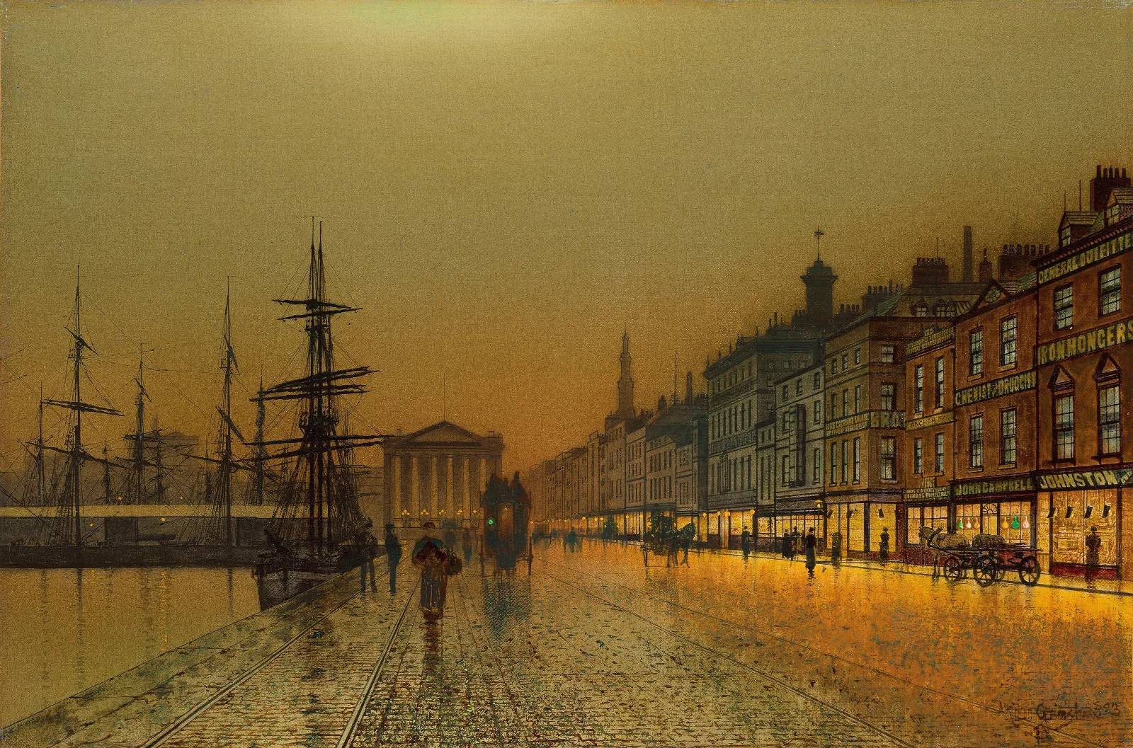 Greenock Harbour At Night Wall Art by John Atkinson Grimshaw - Canvas Print