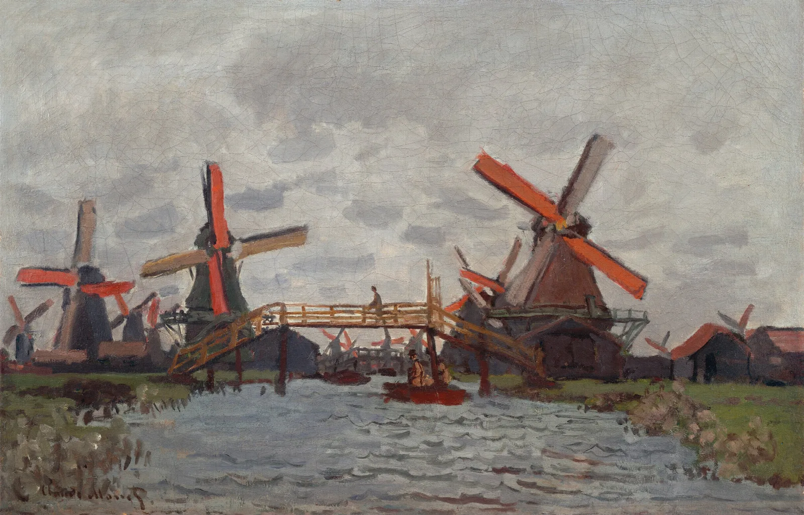 Mills At Westzijderveld Near Zaandam Wall Art by Claude Monet - Canvas Print