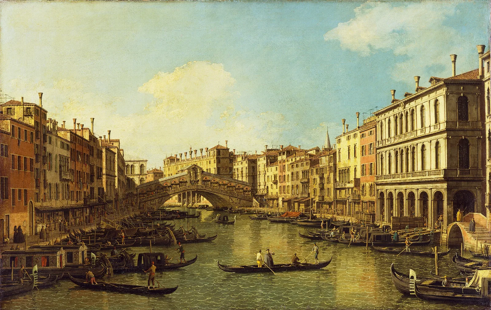 Venice The Grand Canal From The Palazzo Dolfin Manin To The Rialto Bridge Wall Art by Canaletto - Canvas Print