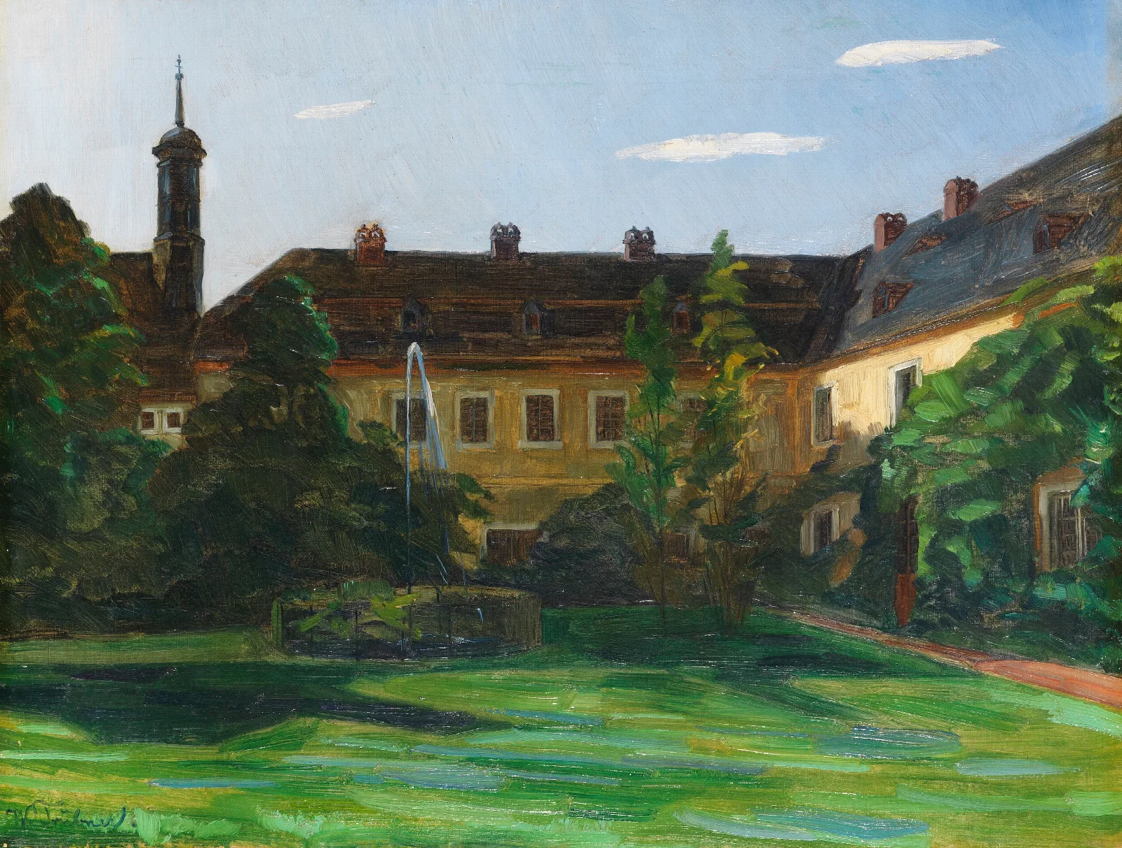 Hof Im Stift Neuburg Mit Springbrunnen Ii Wall Art by Wilhelm Trübner - Canvas Print