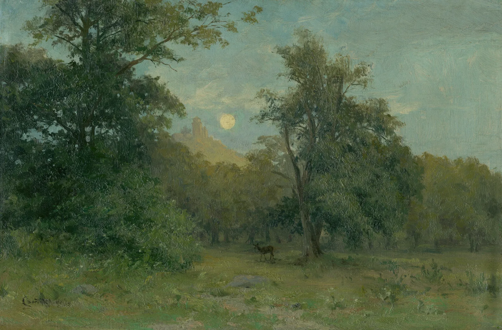Moonlit Landscape With Hrad Slanec Wall Art by Ľudovít Čordák - Canvas Print