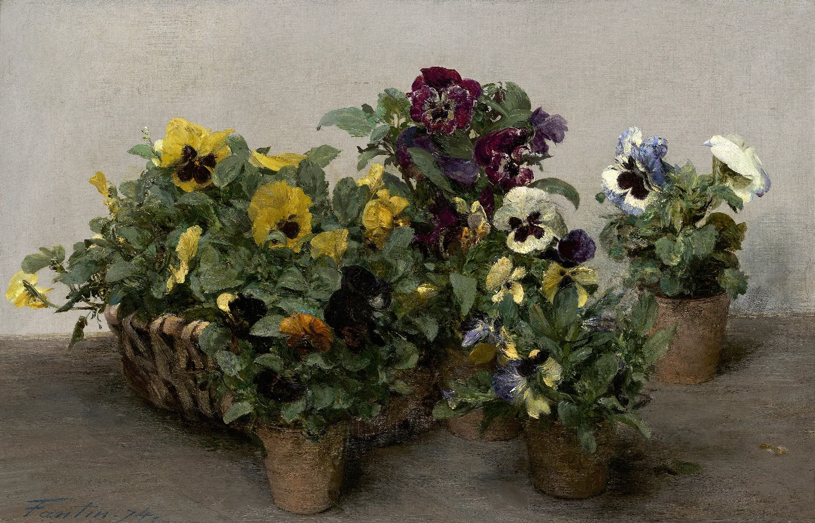 Pansies Wall Art by Henri Fantin-Latour - Canvas Print