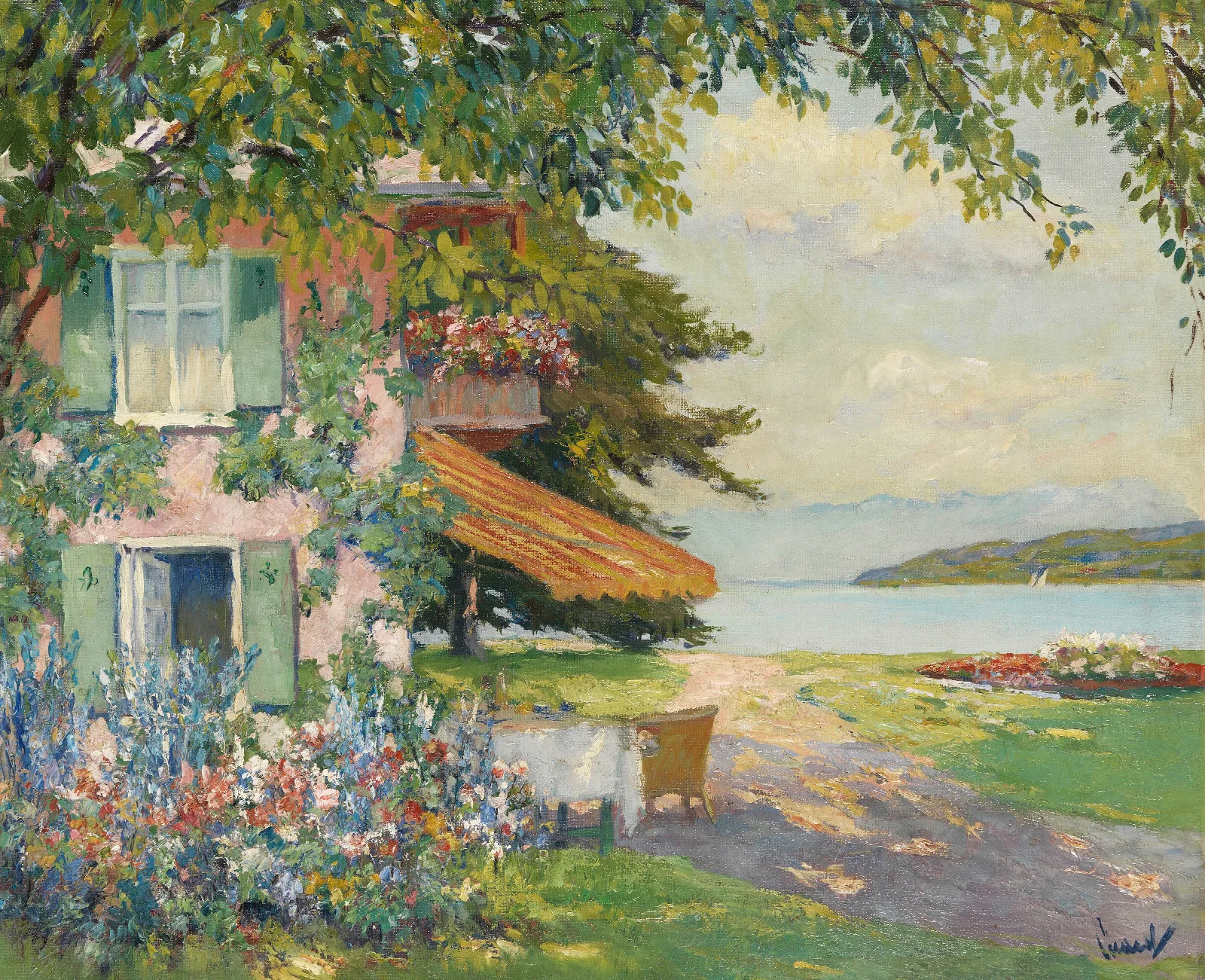 Spring Garden In Starnberg Wall Art by Edward Cucuel - Canvas Print
