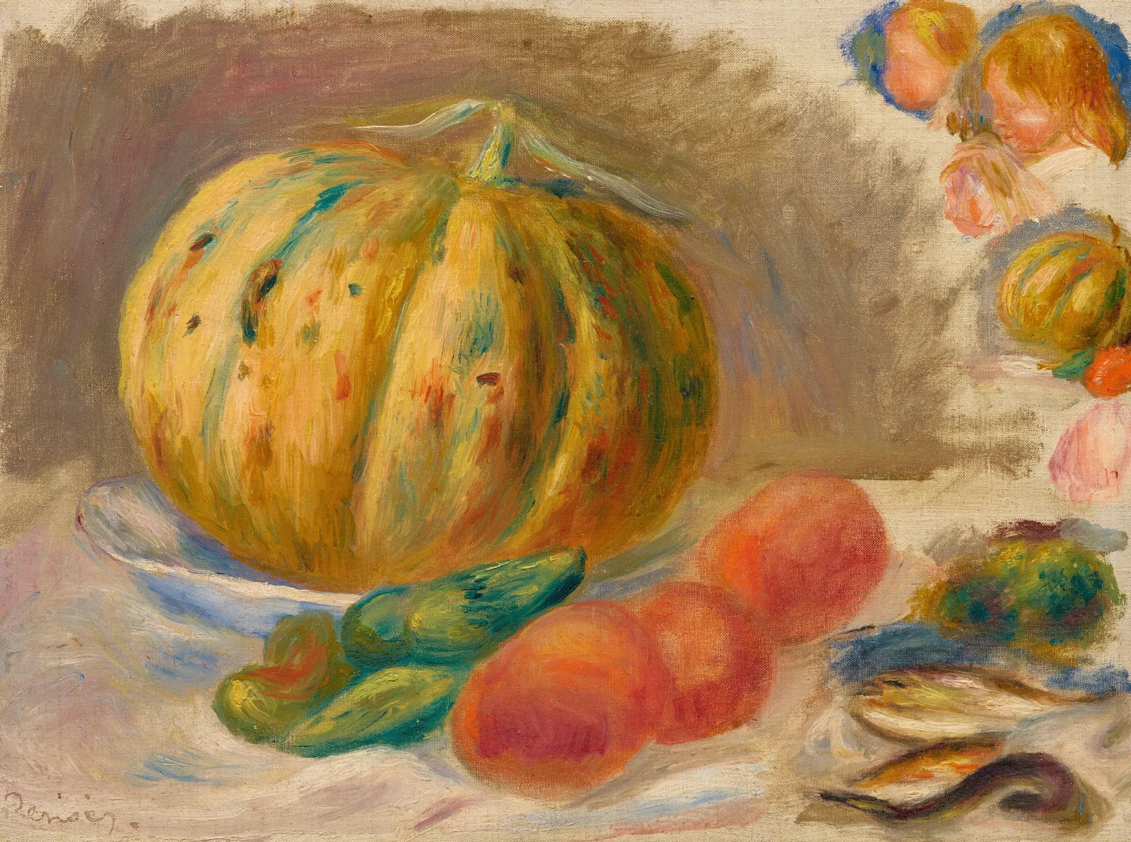 Composition Aux Melon Et Tomates Wall Art by Pierre-Auguste Renoir - Canvas Print