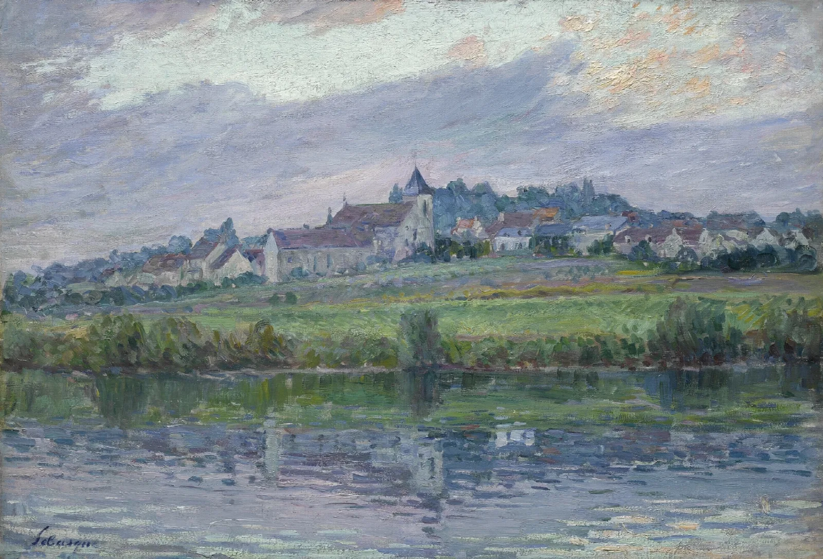 Le Bords De La Marne Pres De Montevrain Wall Art by Henri Lebasque - Canvas Print