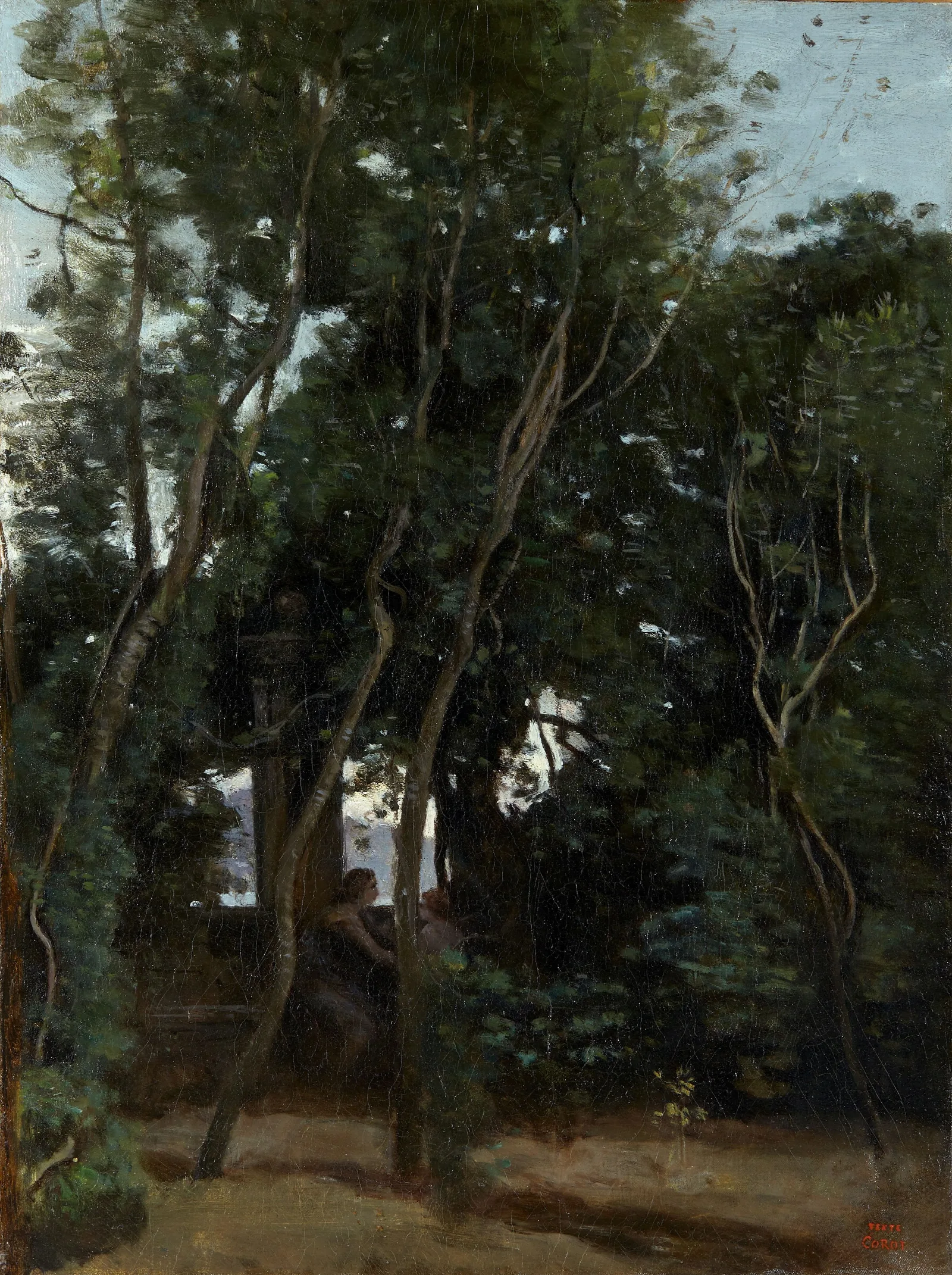 Le Matin Sous Les Arbres 2 Wall Art by Jean-Baptiste-Camille Corot - Canvas Print