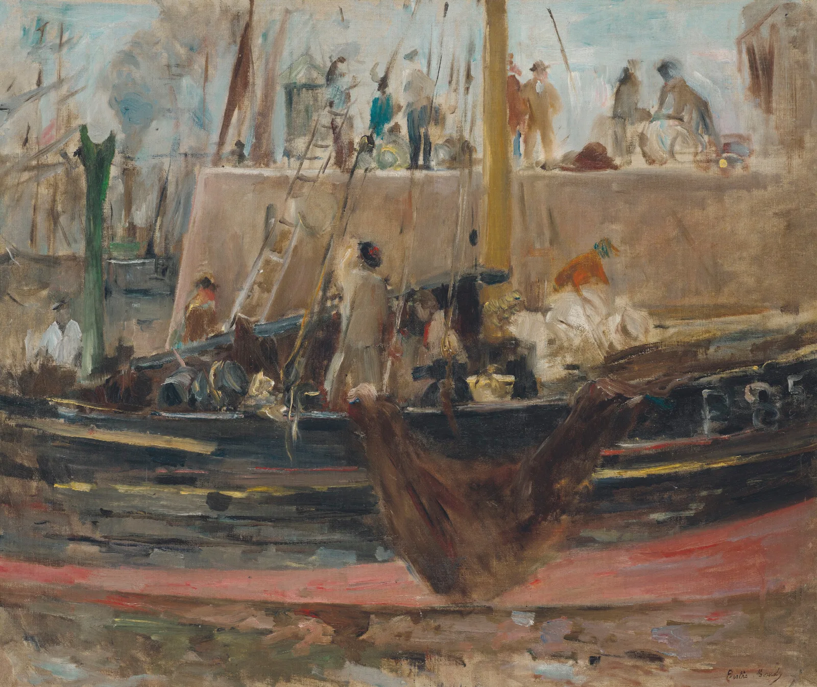 Boats At Quay Wall Art by Berthe Morisot - Canvas Print