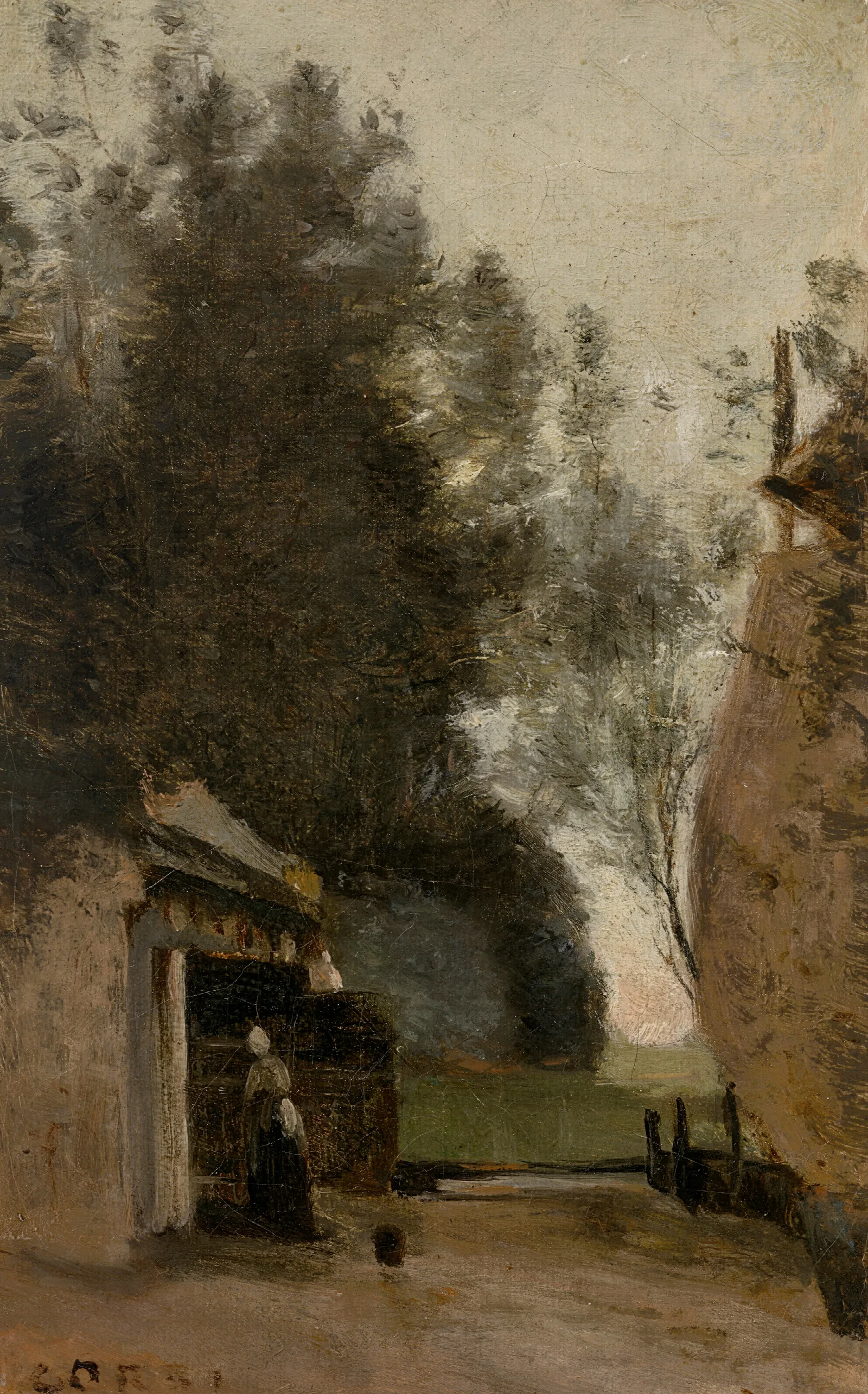 Environs Damsterdam Petite Ferme Des Bords De Lamstel Wall Art by Jean-Baptiste-Camille Corot - Canvas Print