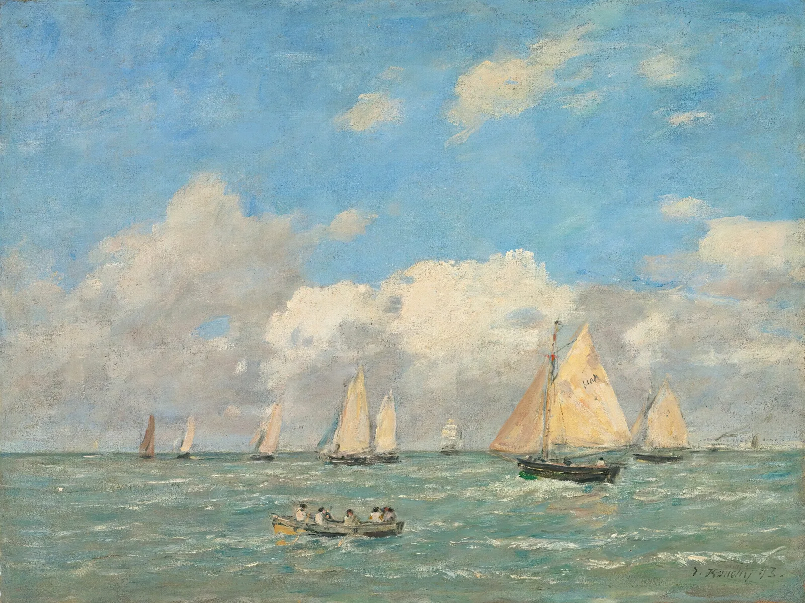 La Sortie Des Barques A Trouville Wall Art by Eugène Boudin - Canvas Print