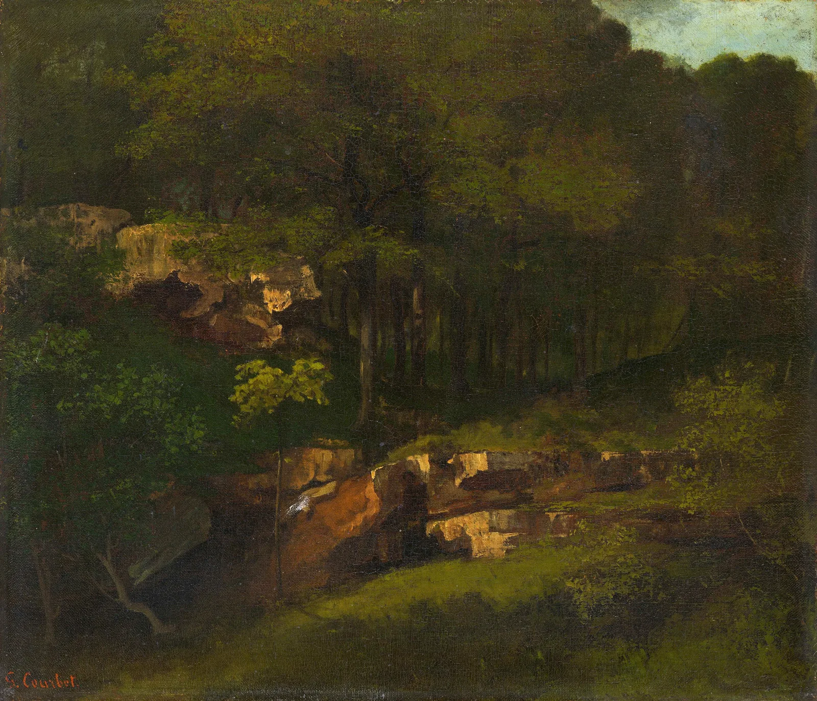 Wooded Mountain Slope With Rocks Wall Art by Gustave Courbet - Canvas Print