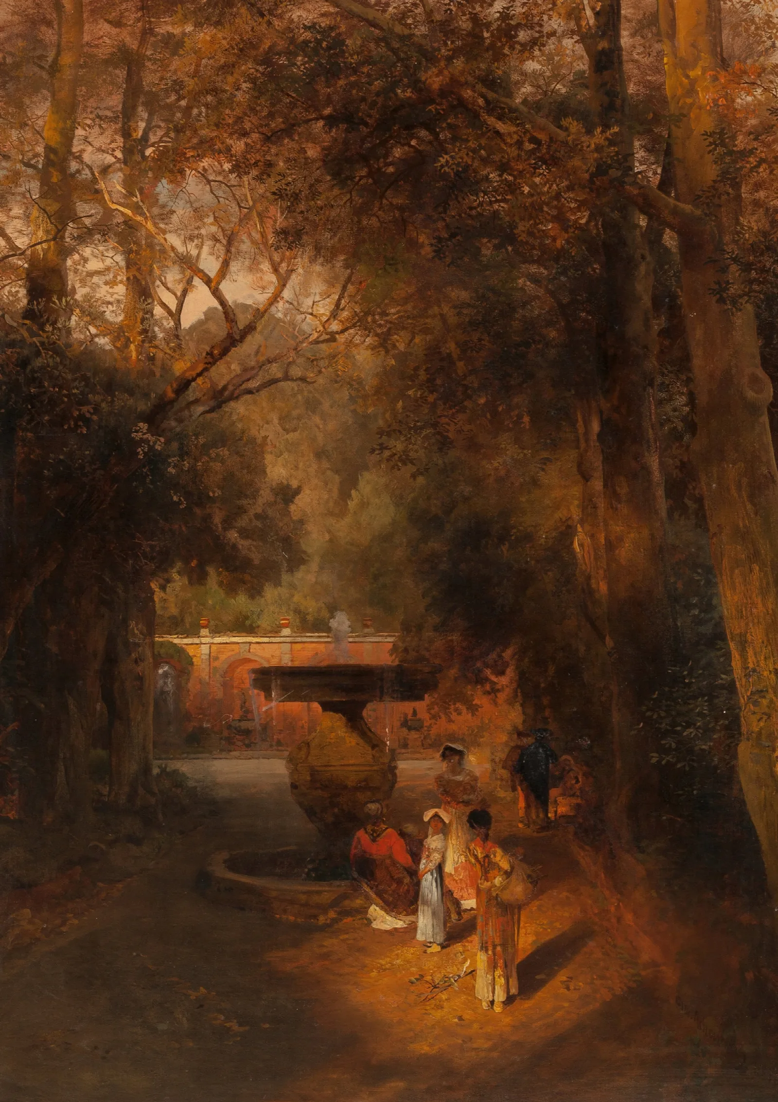 Gardens And Fountain Of The Villa Torlonia Frascati Rome Wall Art by Oswald Achenbach - Canvas Print