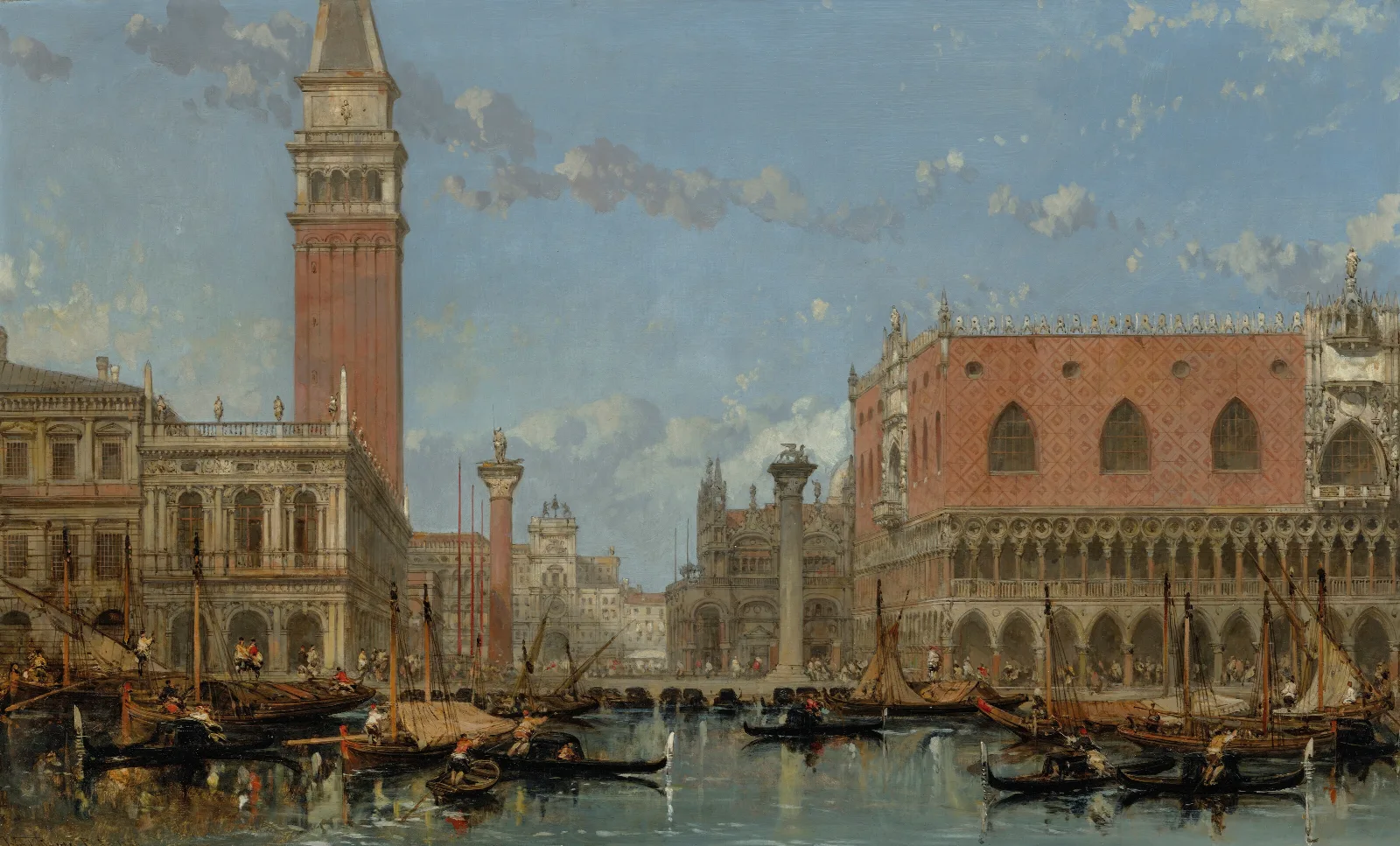 Piazza Of St Mark From The Canal Venice Wall Art by David Roberts - Canvas Print
