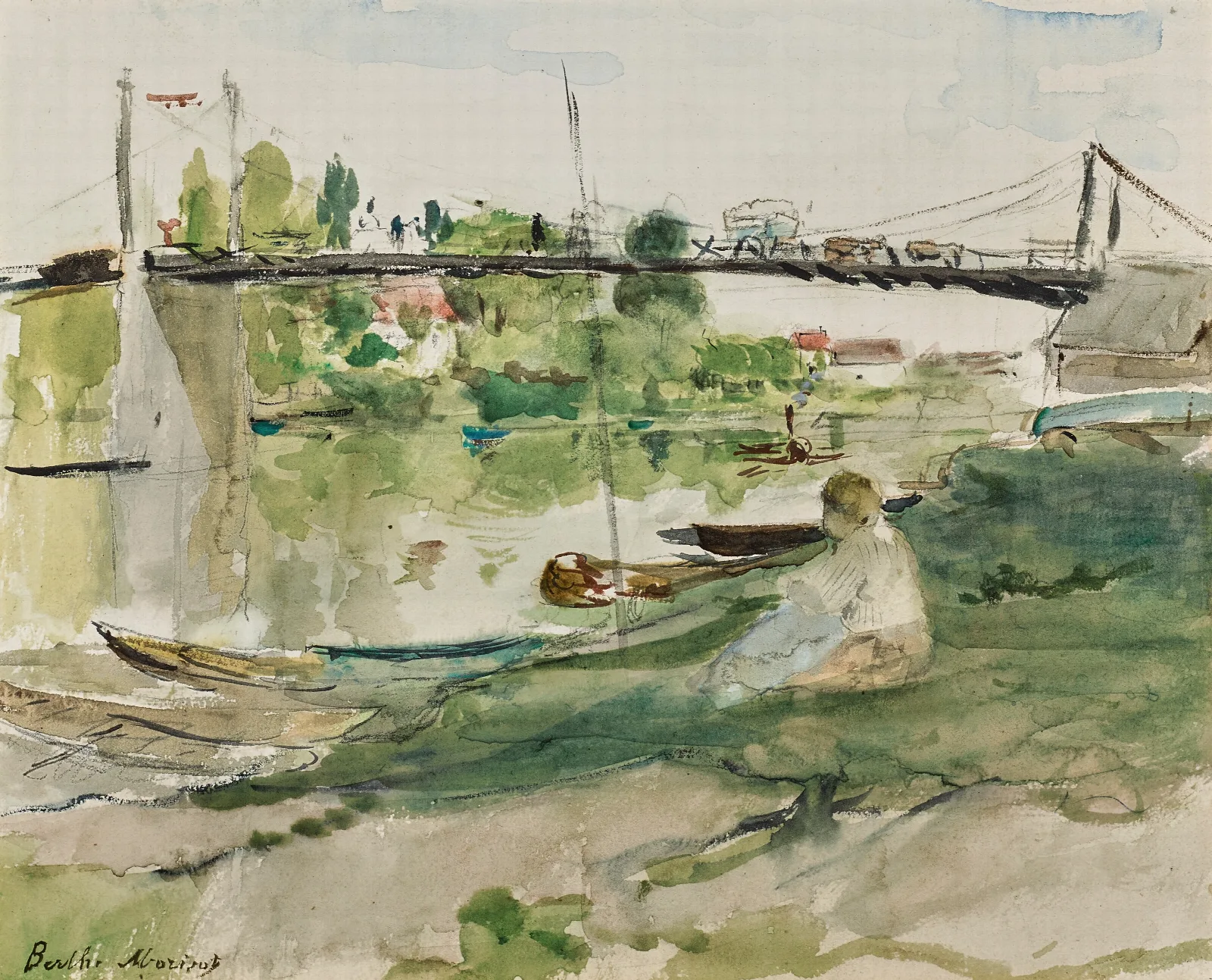 Le Pont Sur Loise Wall Art by Berthe Morisot - Canvas Print