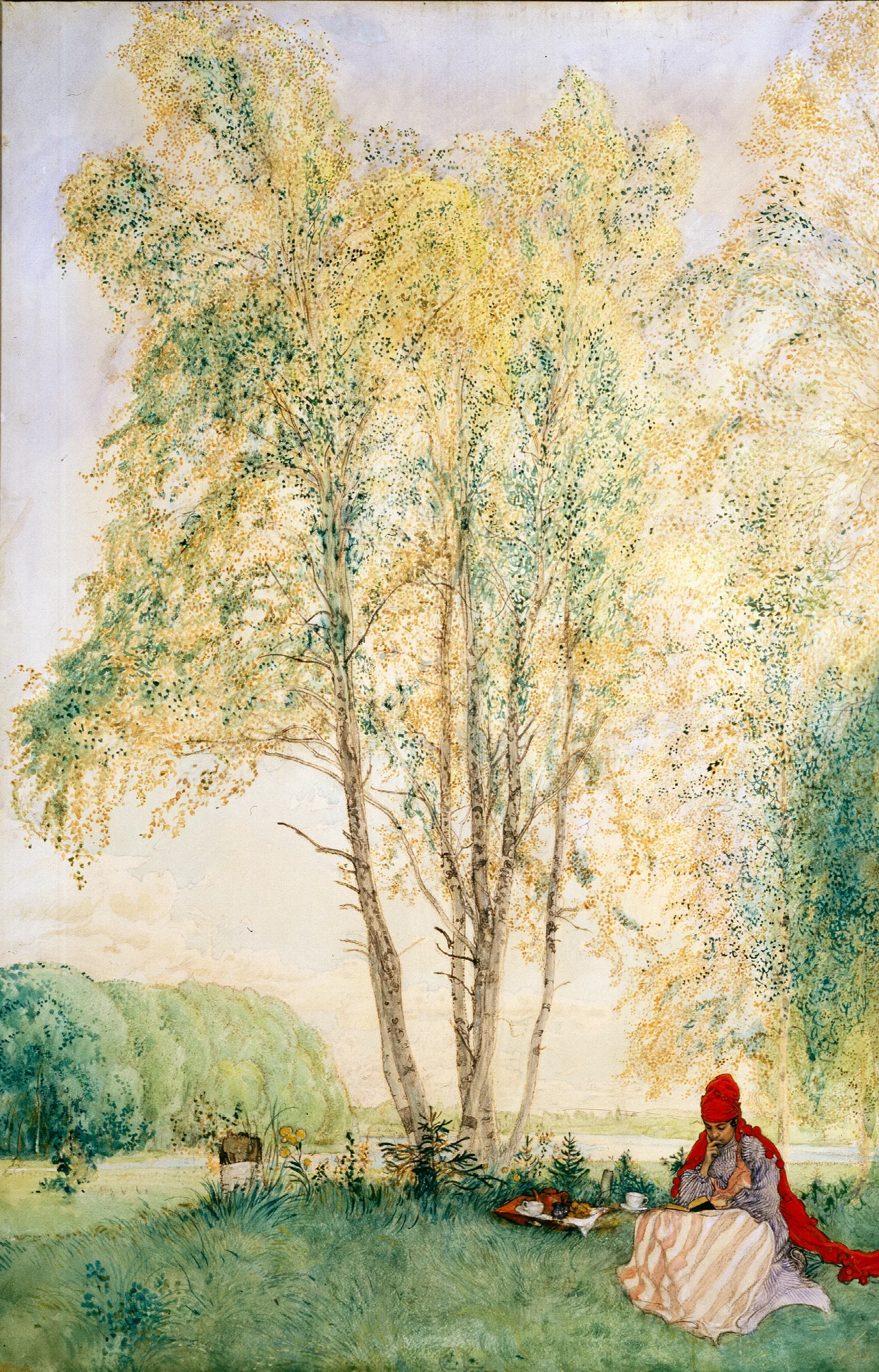 Beneath The Birches Wall Art by Carl Larsson - Canvas Print