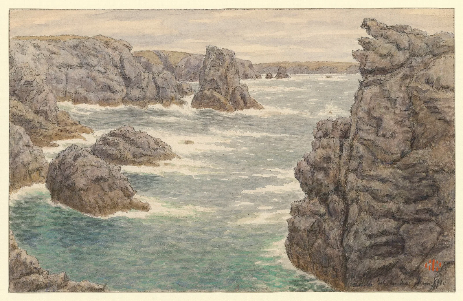Belle Isle En Mer Vue De La Cote Des Poulains Wall Art by Henri Rivière - Canvas Print