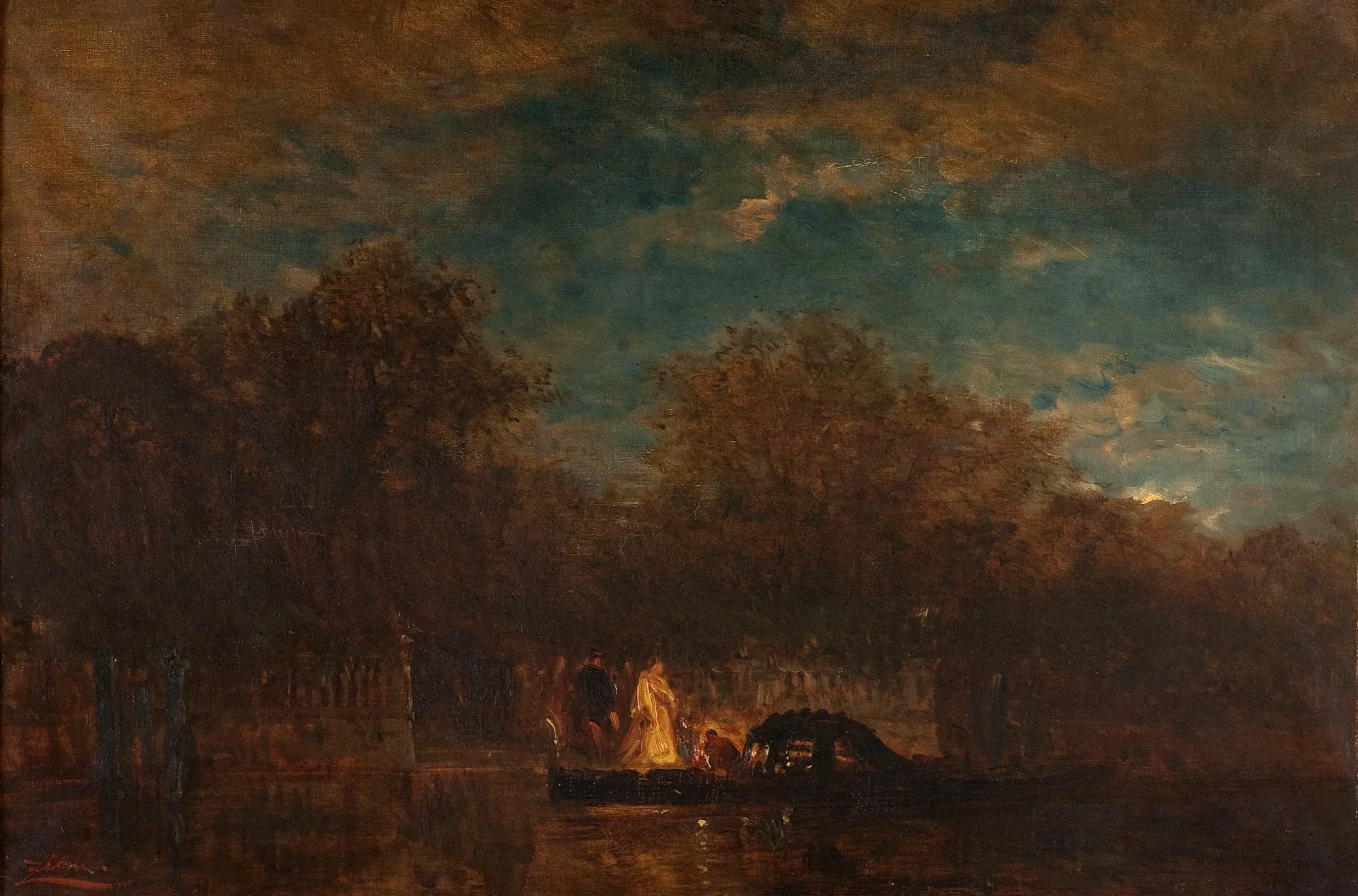 Venise La Sortie Du Jardin Francais Au Crepuscule Wall Art by Félix Ziem - Canvas Print