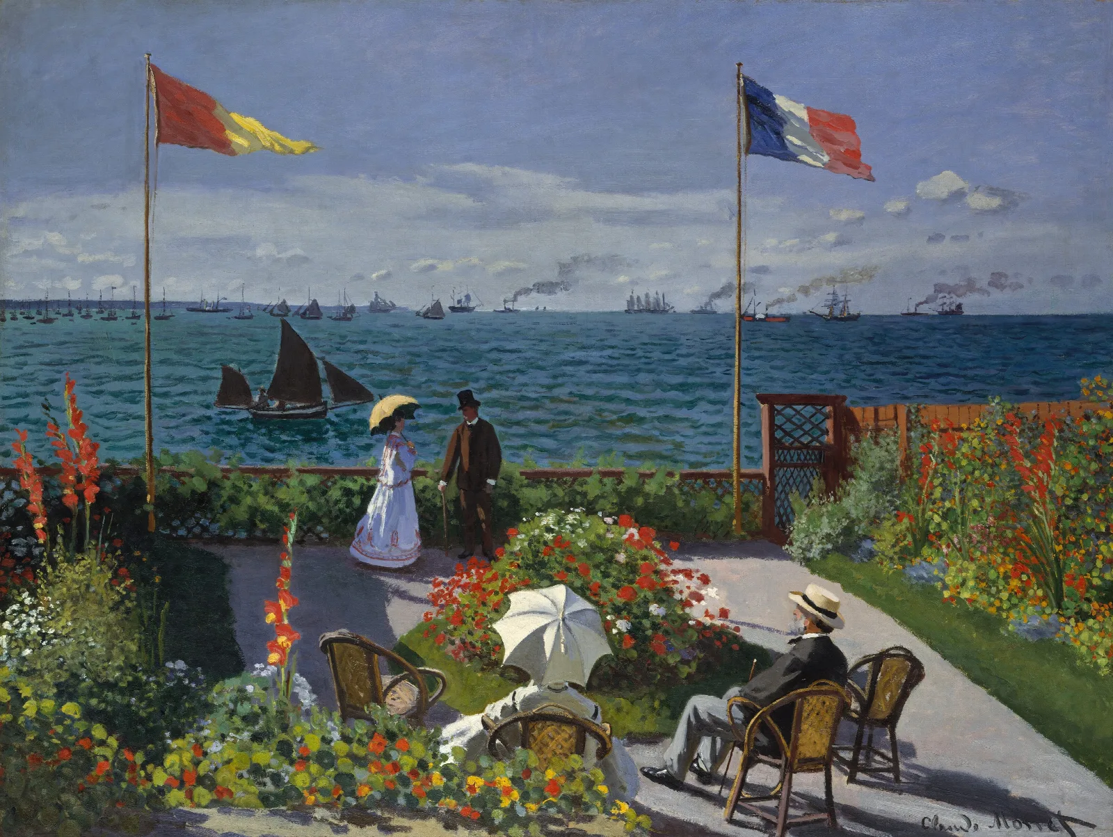 Garden At Sainte Adresse Wall Art by Claude Monet - Canvas Print