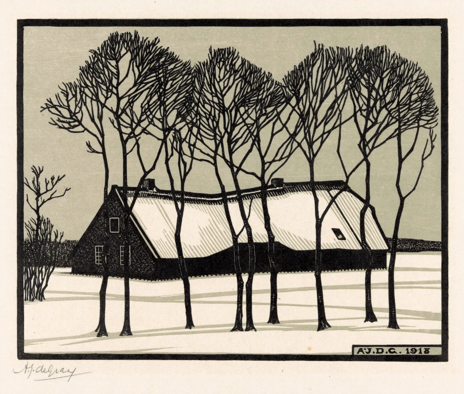 Boerderij In De Sneeuw Wall Art by Julie de Graag - Canvas Print