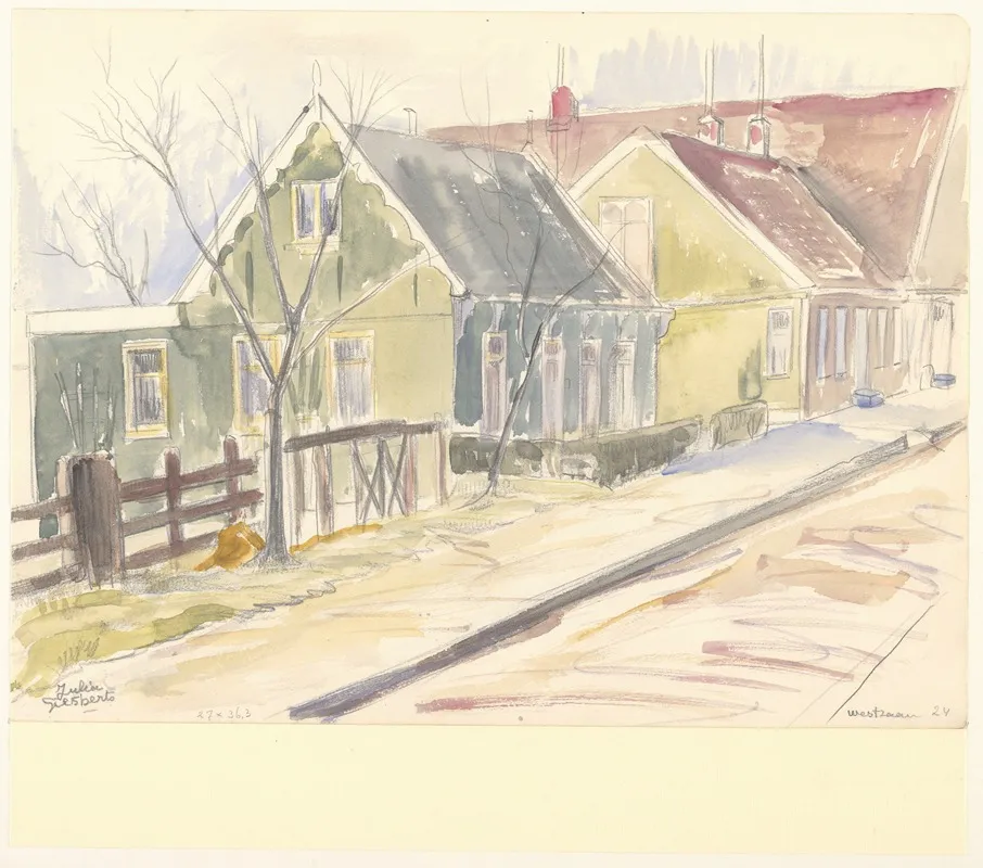 Groen Geschilderde Zaanse Huizen Aan Het Zuideinde In Westzaan Wall Art by Julia Giesberts - Canvas Print