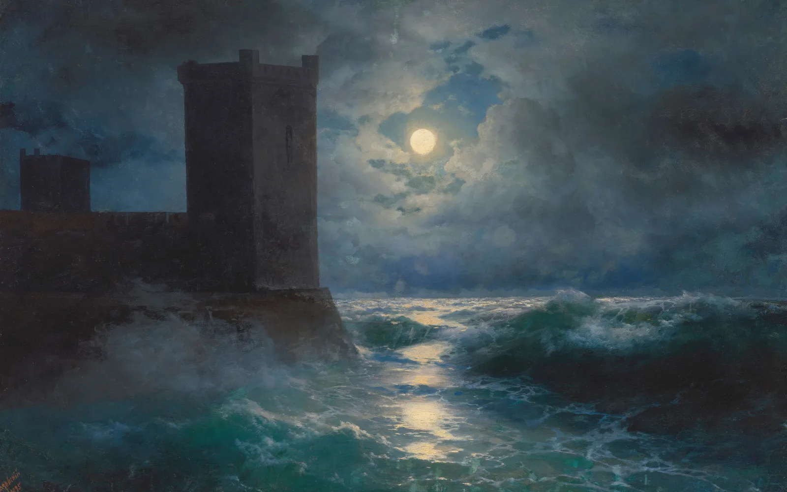 Genoese Towers In The Black Sea Wall Art by Ivan Konstantinovich Aivazovsky - Canvas Print