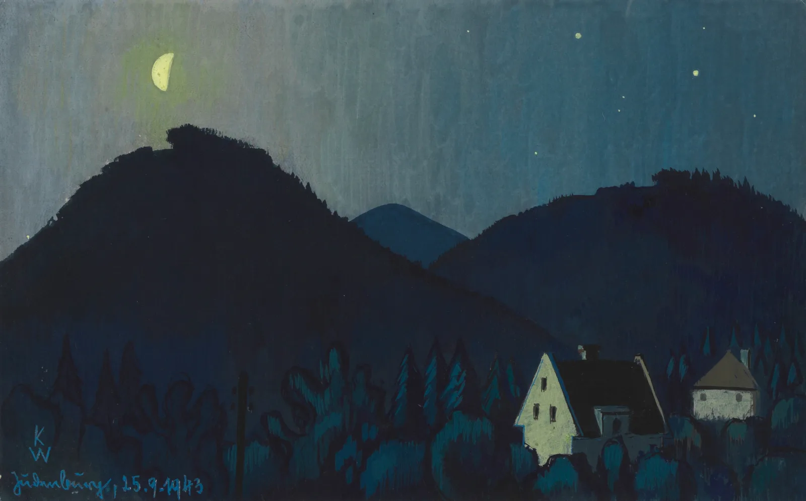 Judenburg Bei Nacht Wall Art by Karl Wiener - Canvas Print