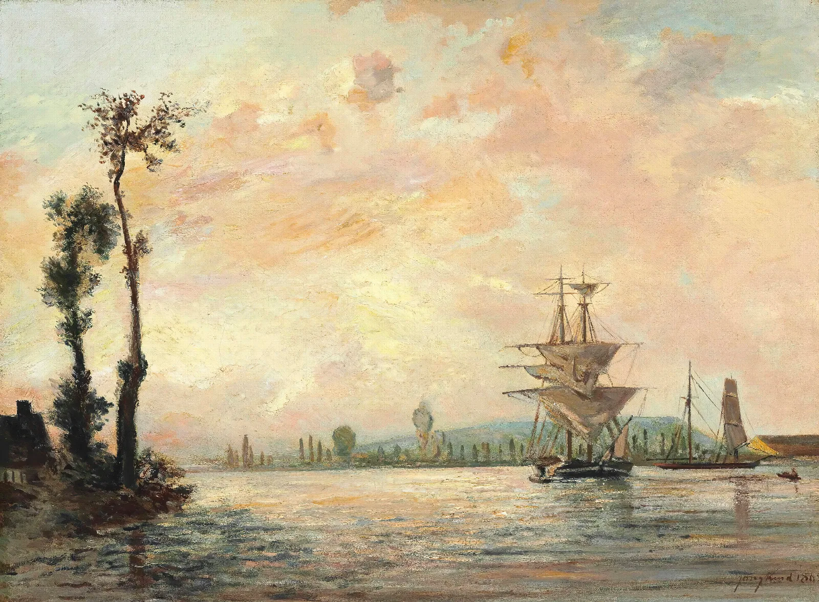 La Seine Pres De Rouen Wall Art by Johan Barthold Jongkind - Canvas Print