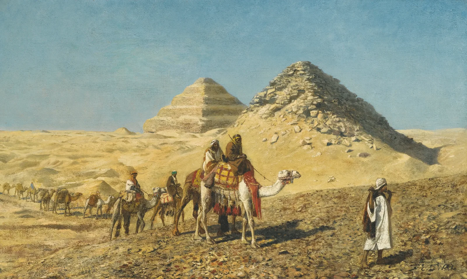 Camel Caravan Amid The Pyramids Egypt Wall Art by Edwin Lord Weeks - Canvas Print