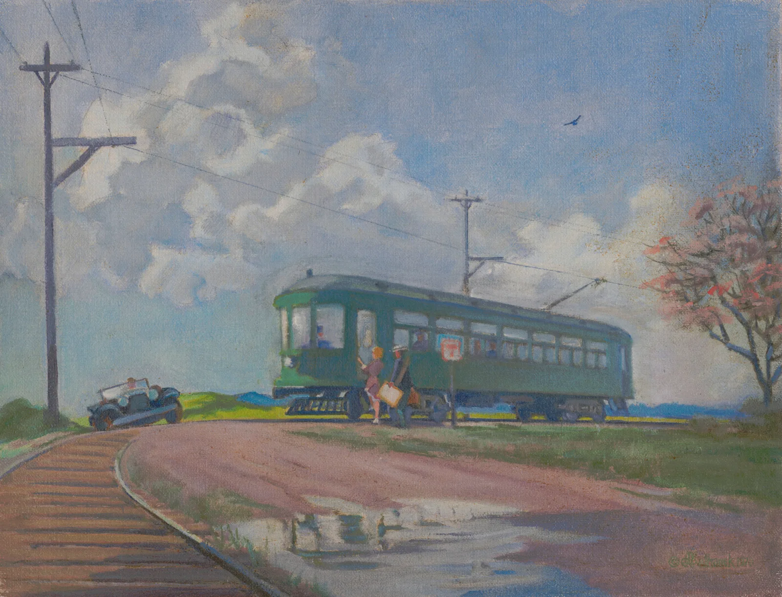 Interurban Stop Wall Art by James C. Kulhanek - Canvas Print