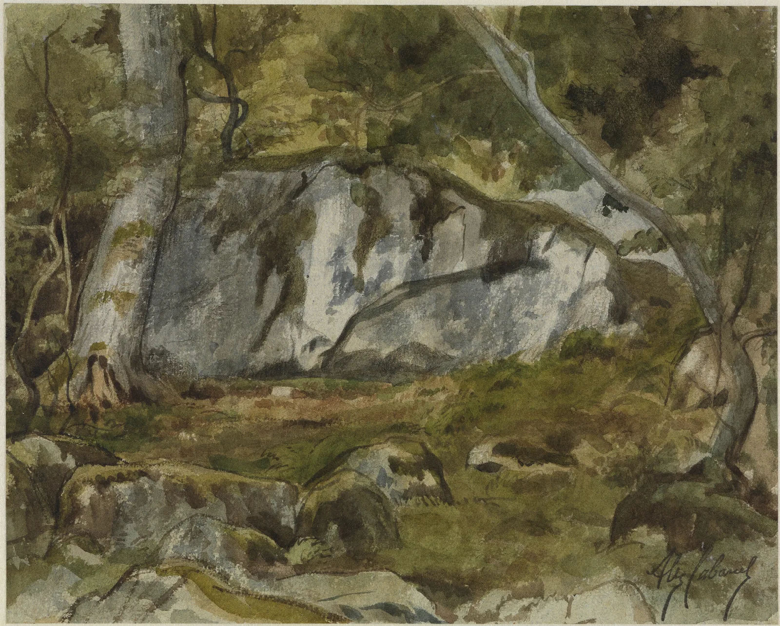 Forest With Boulders Wall Art by Alexandre Cabanel - Canvas Print