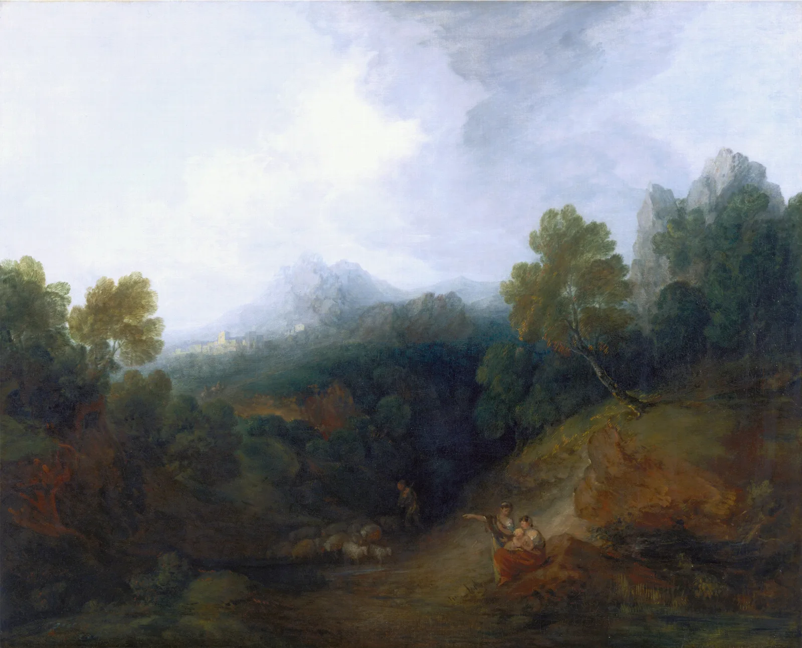Landscape With A Flock Of Sheep Wall Art by Thomas Gainsborough - Canvas Print