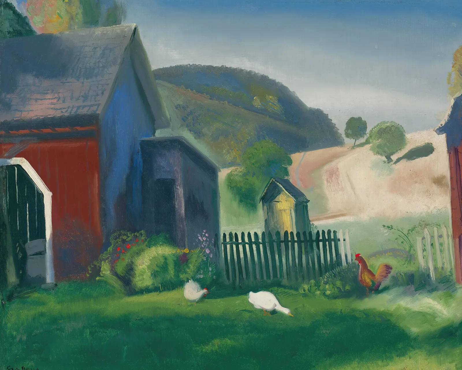 Barnyard And Chickens Wall Art by George Wesley Bellows - Canvas Print