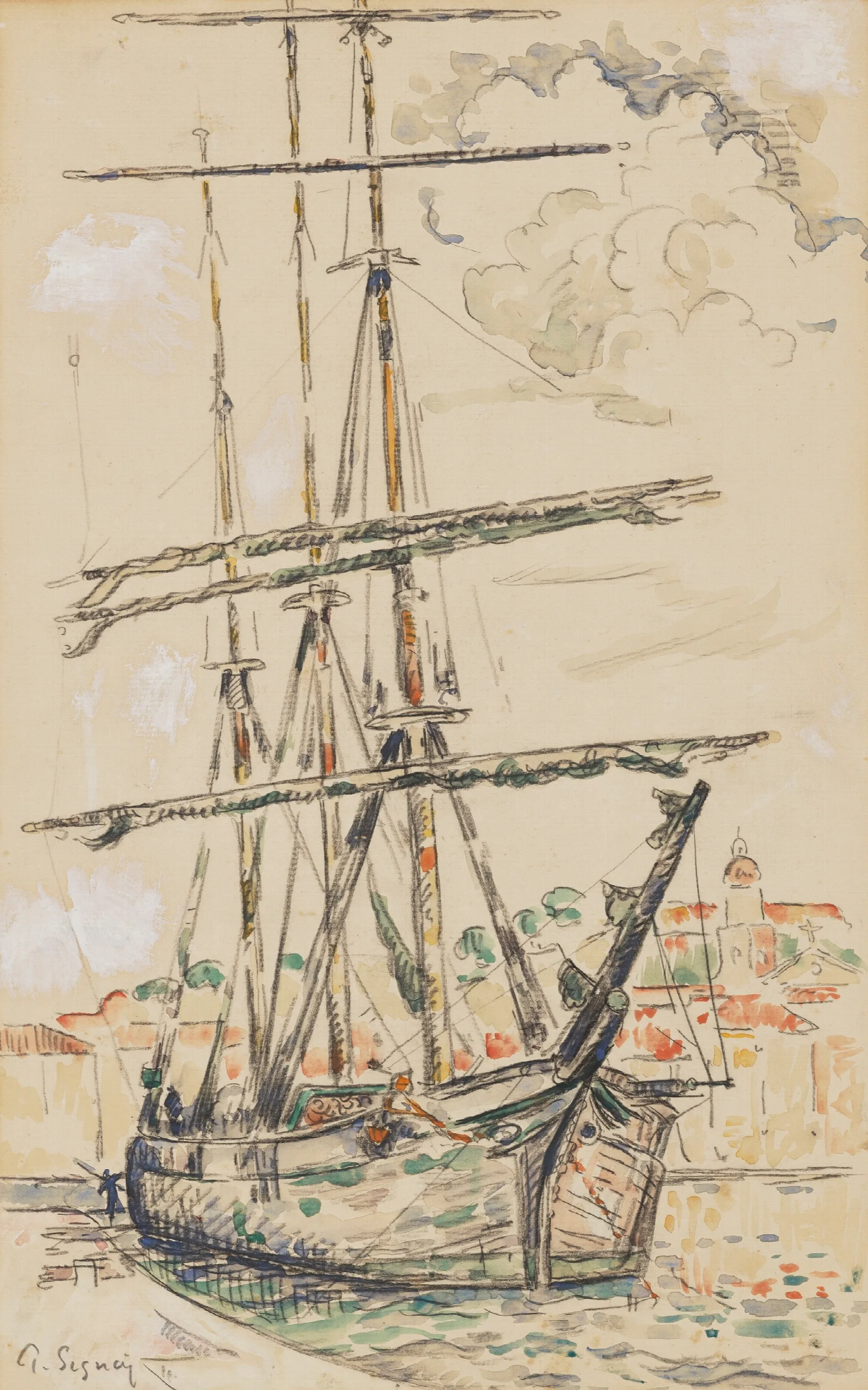 Saint Tropez Trois Mats A Quai Wall Art by Paul Signac - Canvas Print