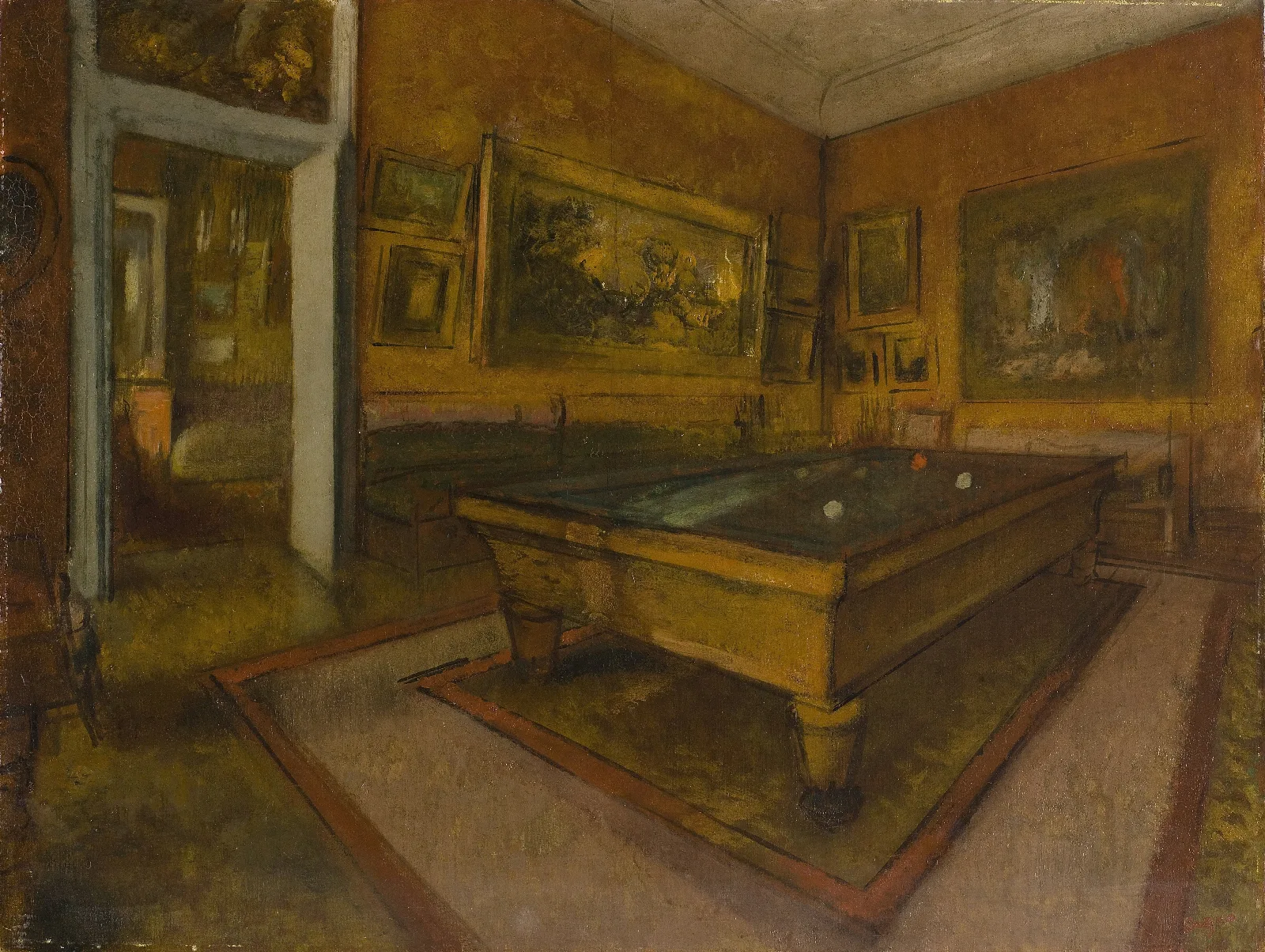 Billiard Room At Menil Hubert Wall Art by Edgar Degas - Canvas Print