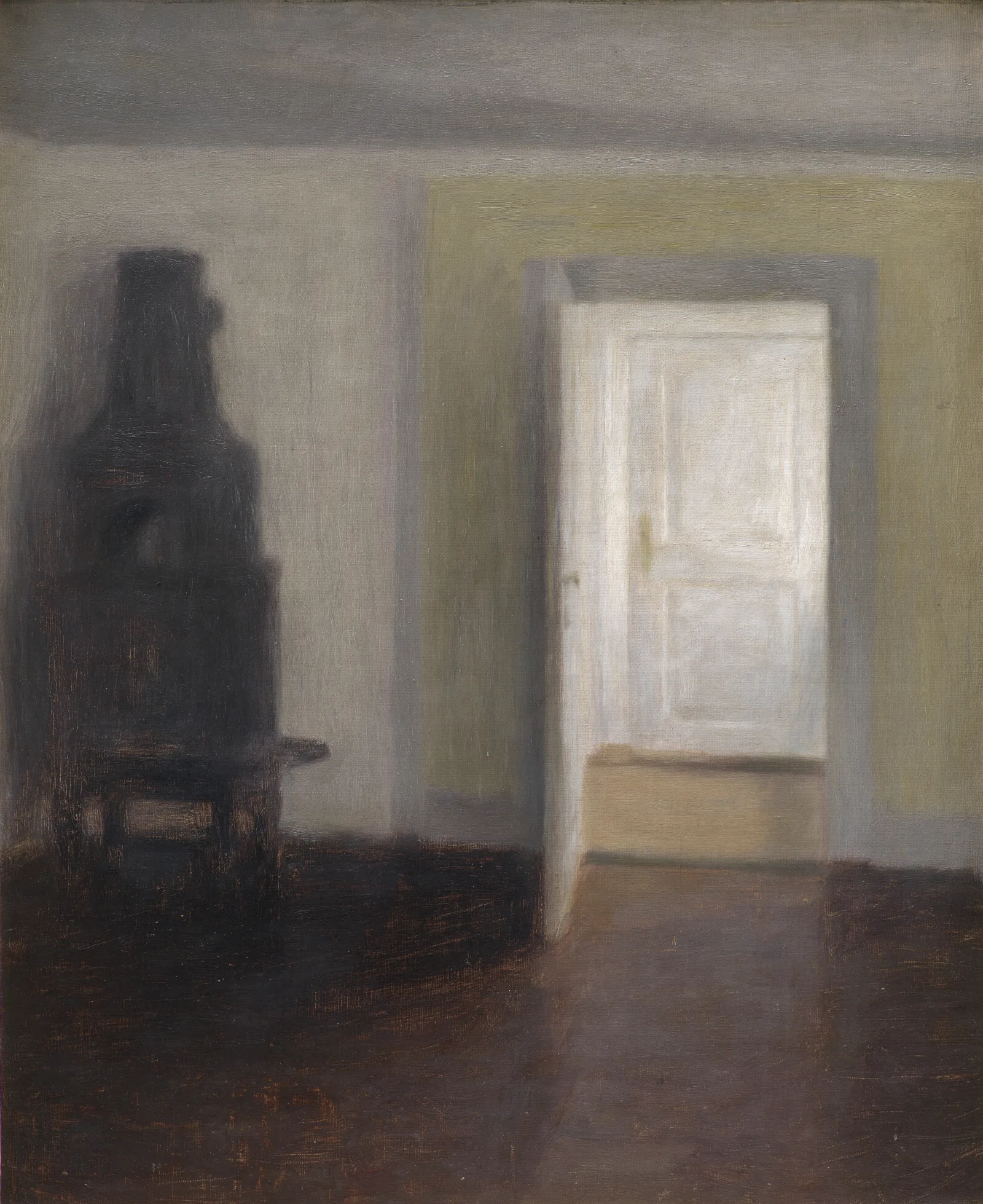 Interior An Old Stove Wall Art by Vilhelm Hammershøi - Canvas Print