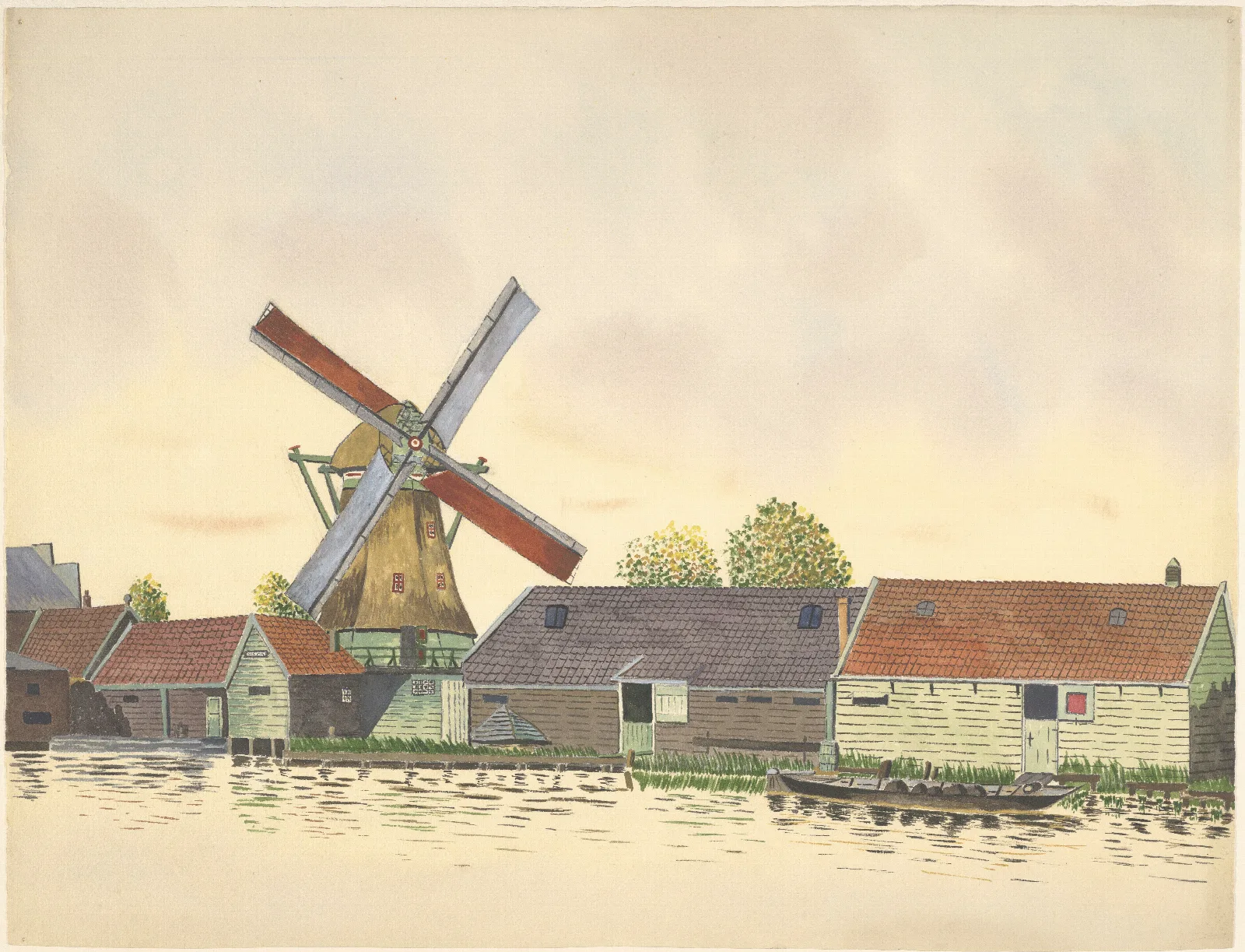 Molen Oliemolen Later Pelmolen Het Vool Of Het Jonge Vool Zaandijkerwegje In 1930 Verbrand Wall Art by Johannes Nicolaas Eijman - Canvas Print
